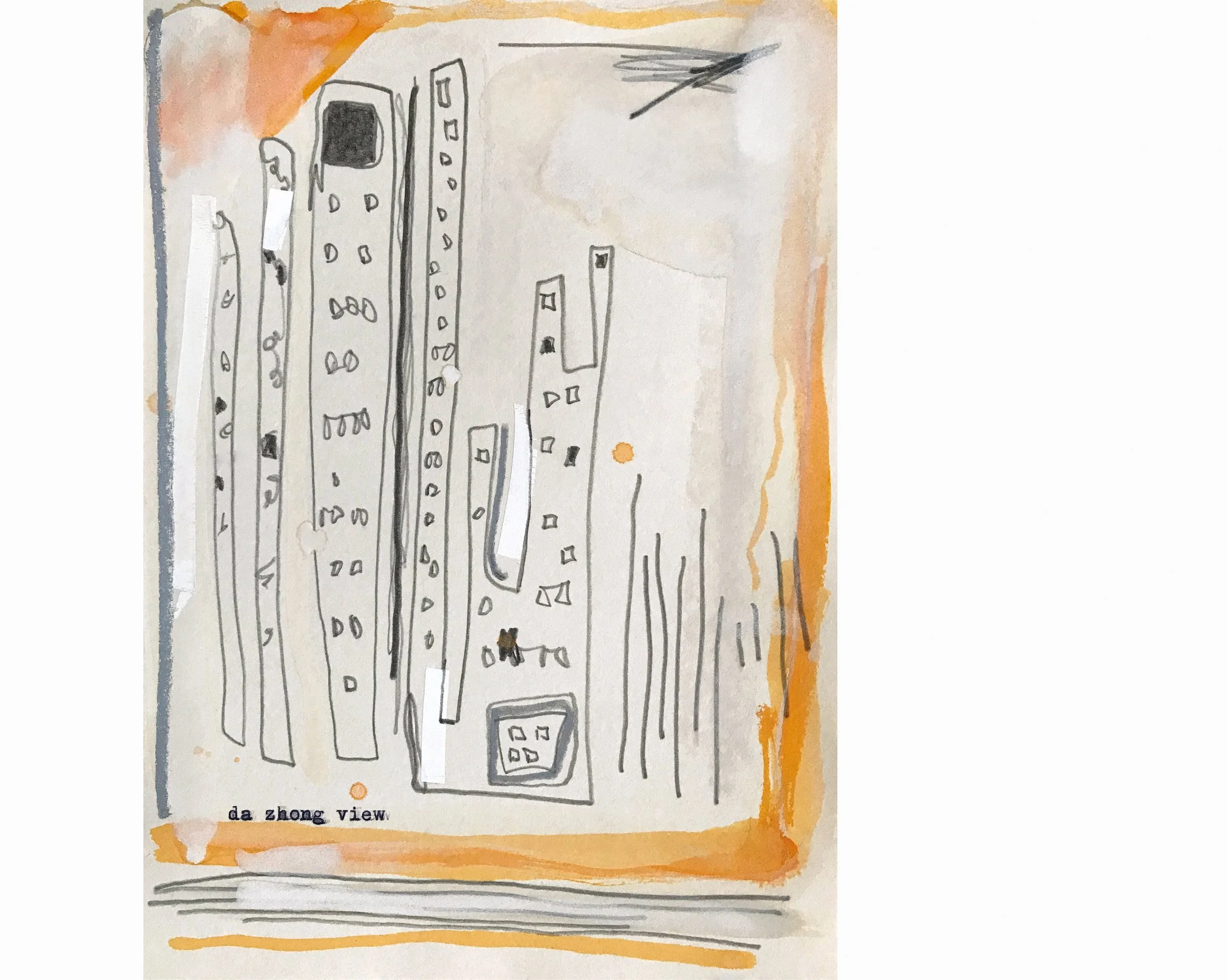        DaZhong Taxi View , 2020 14.8 x 21 cm Graphite and ink on paper           