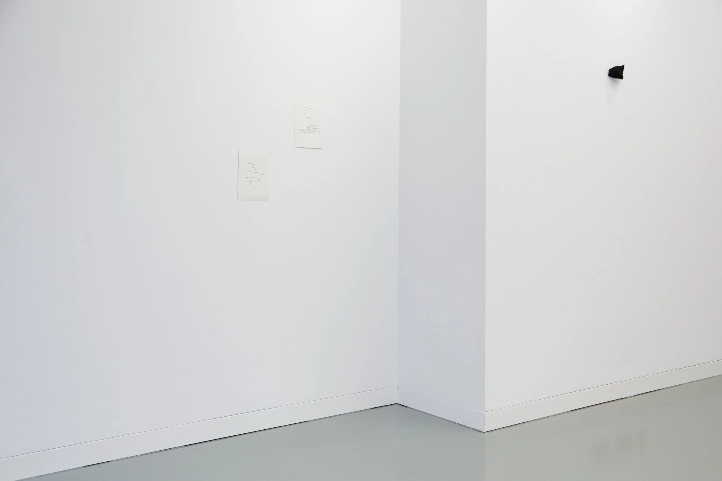    Zahn  and  Half Mask  and with drawings installed inside Galerie HELL, Berlin, 2022.   Image by Alena Schmick.     