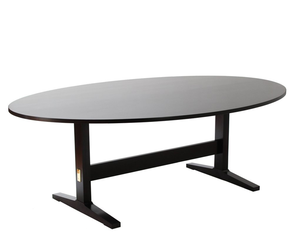 Acre Trestle Table - Oval in Ebony stain on Maple