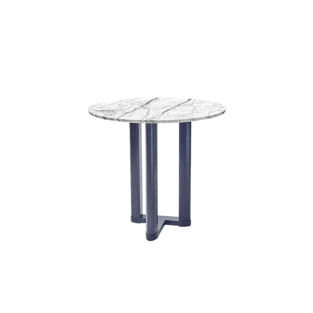 Hull Pedestal Table in Azimuth stain on Maple