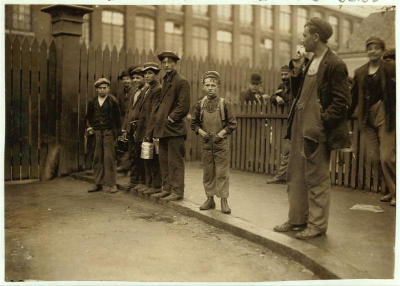  c. 1909 outside American Tourister in Warren, RI. Photo by Lewis Hine. Jarmak Reclaimed Wood salvaged heart pine and fir from this historic  building. 