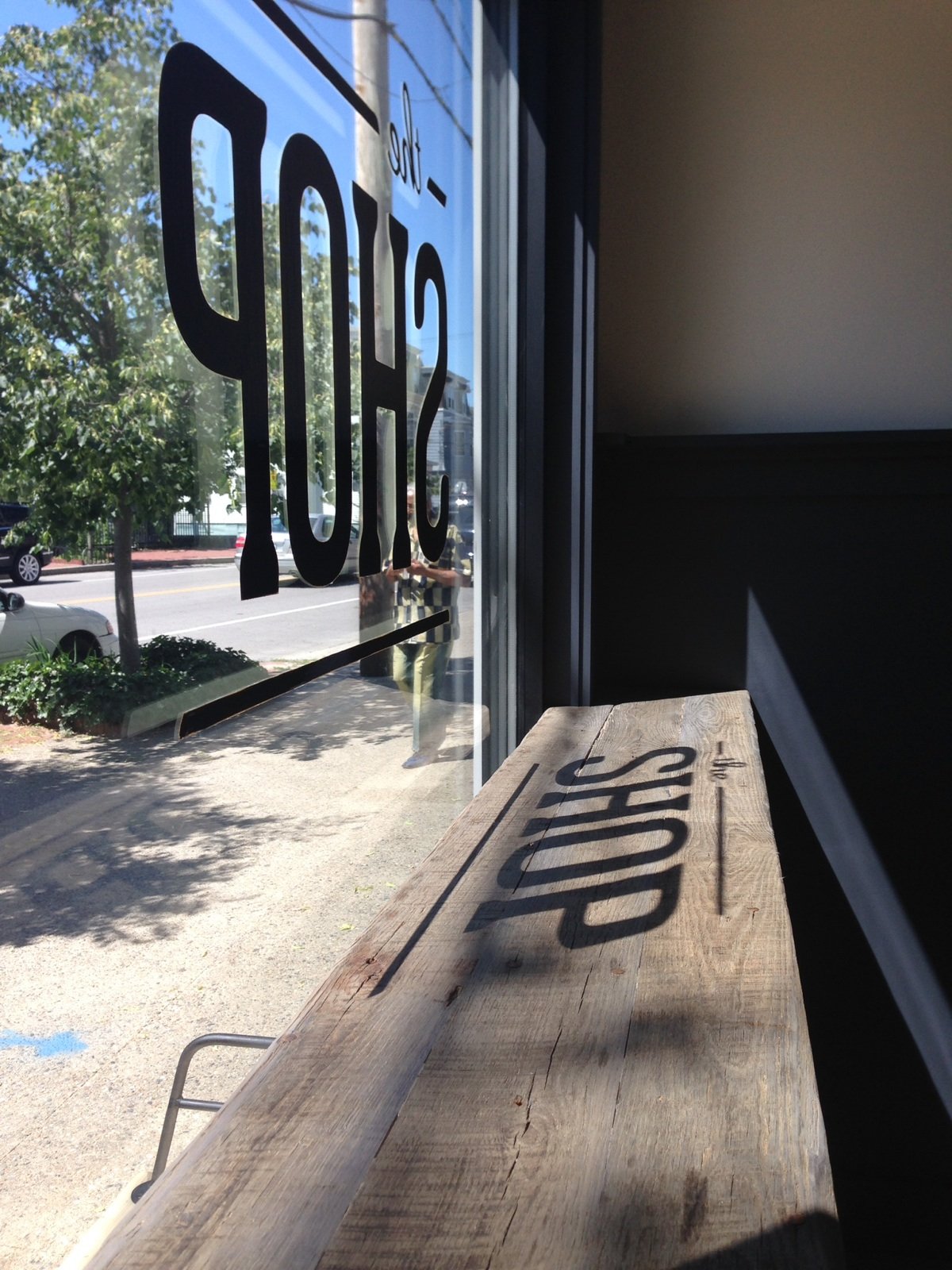  Coffee shop bar rail. Photo courtesy of Jarmak Reclaimed Wood. 