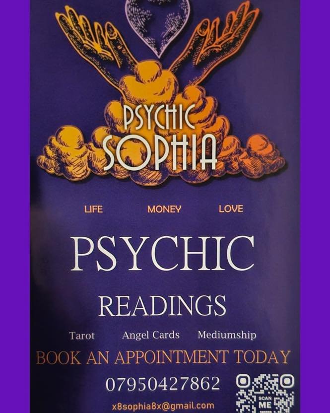Hi everyone, just to let you know, Psychic Sophia 💫 is here in the salon this Thursday the 18th July and she is taking bookings now to give you guys some amazing and insightful readings 🔮💫