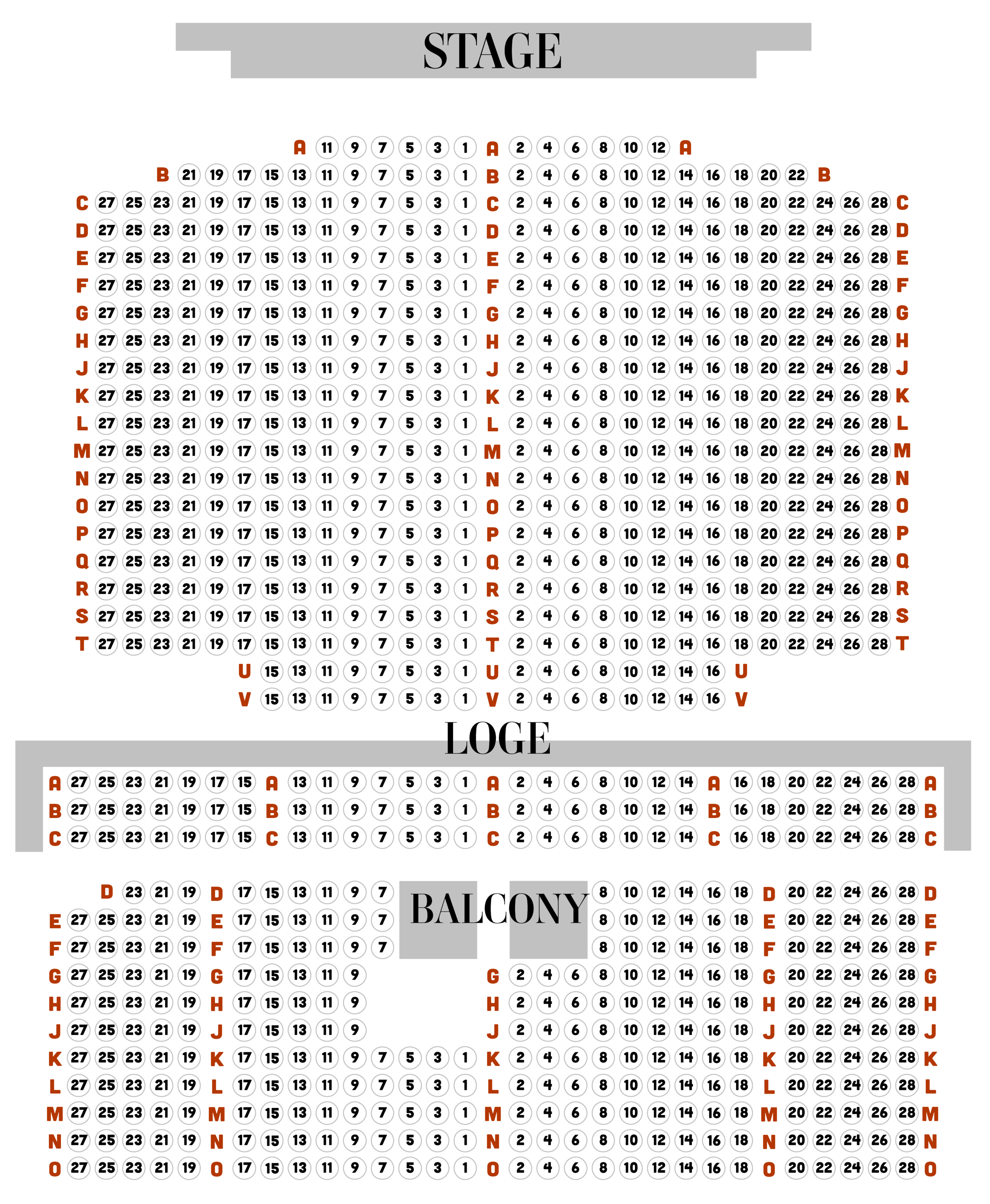 Seating Chart Struthers Library Theatre