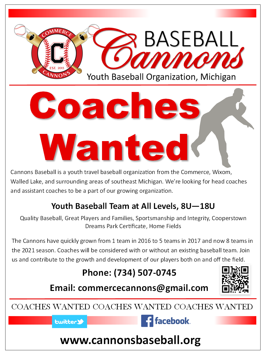 Cannons Baseball Coaches Wanted