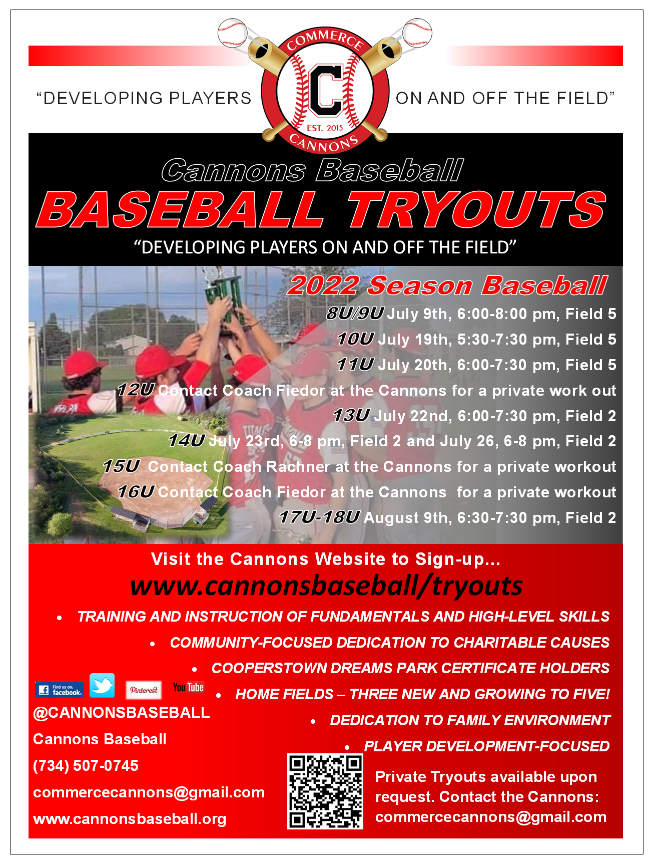 2022 Cannons Baseball Tryouts