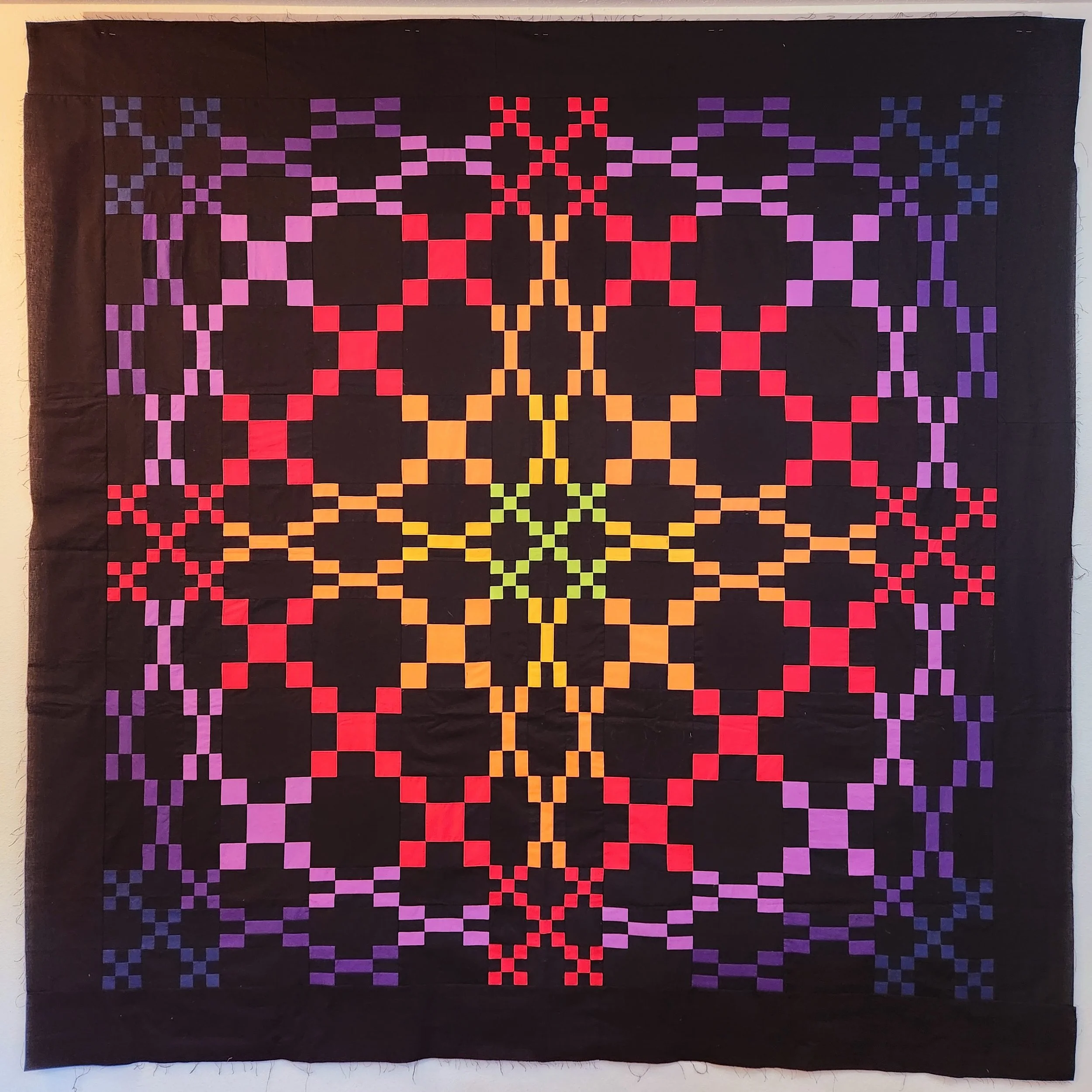 Nine-patch Fiesta by JC Briar, Corvallis, OR 77" x 77"