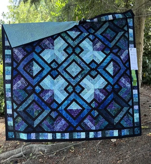 3 Dudes in Blue by Lena Calkins, Salem, OR 67" x 67"