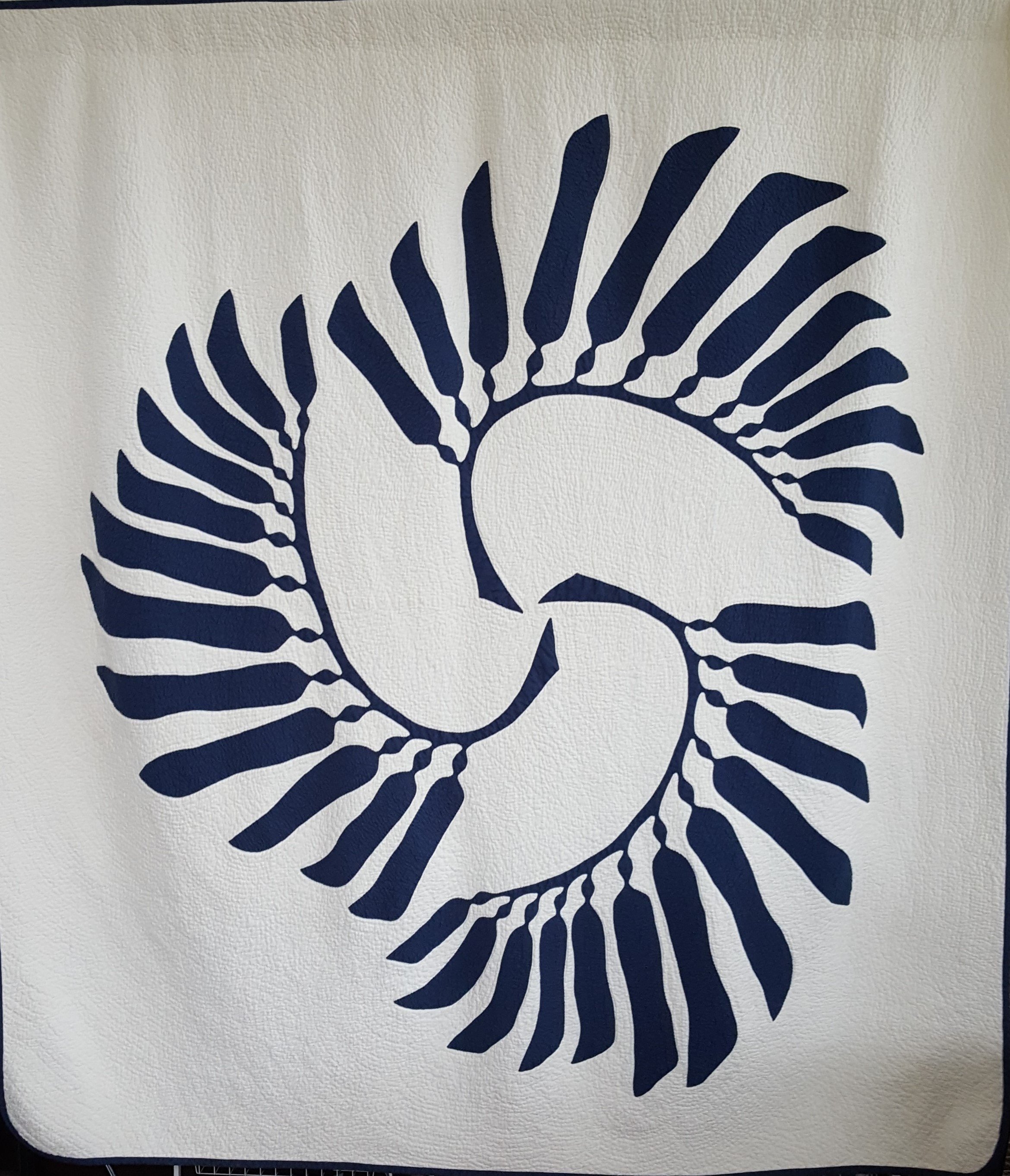 Swirling Indigo Seaweed by Barbara Frances, Aromas, CA 69" x 75"