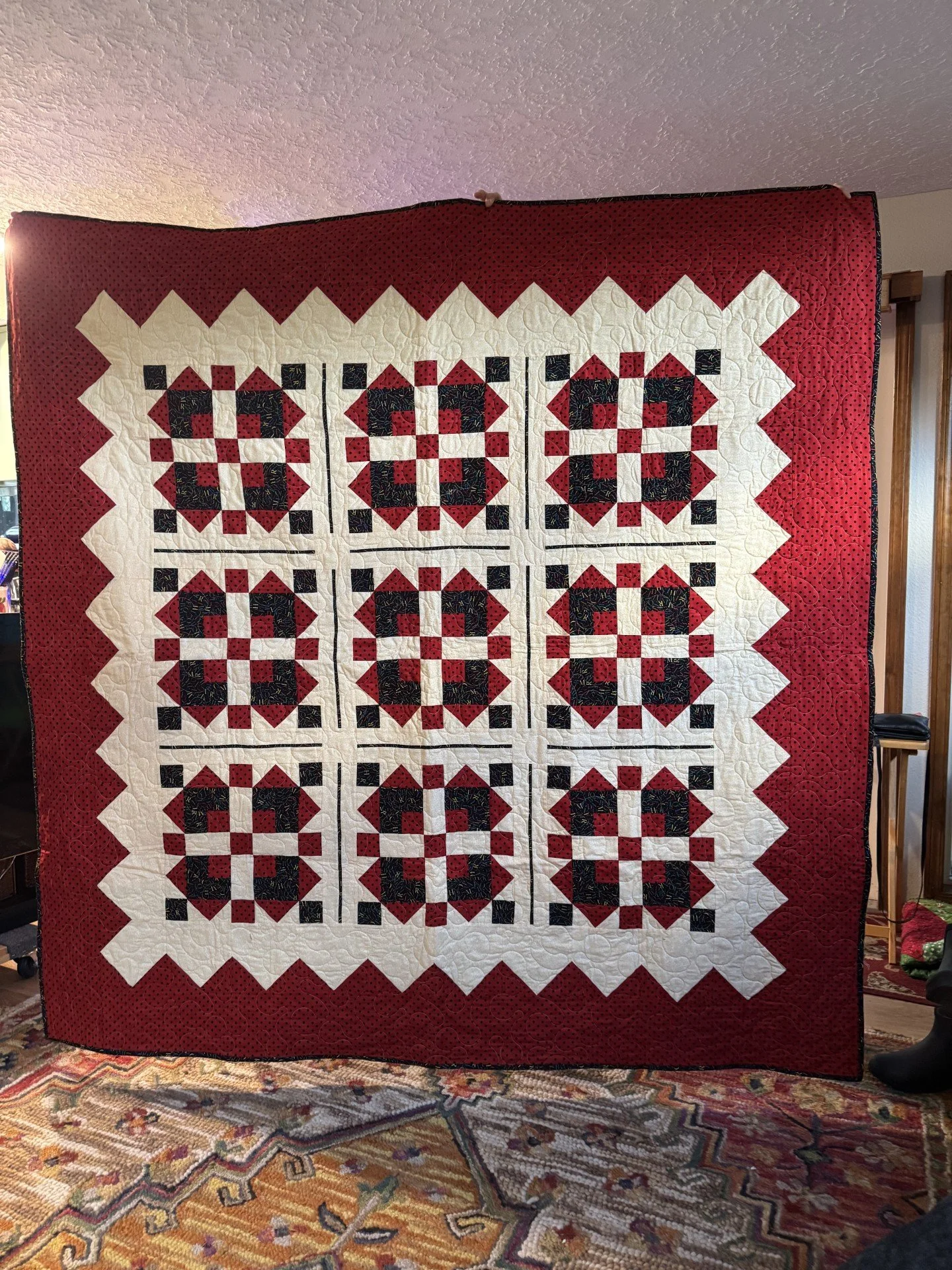 Schoolhouse Cherry Jubilee by Barbara Freiday, Aromas, CA 73" x 73"