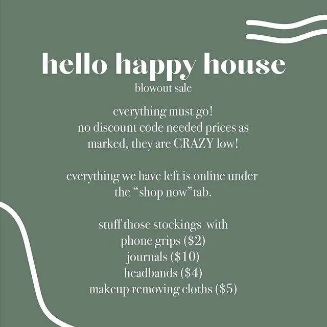 BLOWOUT SALE! Everything we have left is listed on the website &amp; it all must go! Prices are soooo low, so stock up while you can! (Think really cheap Christmas gifts or stocking stuffers!)