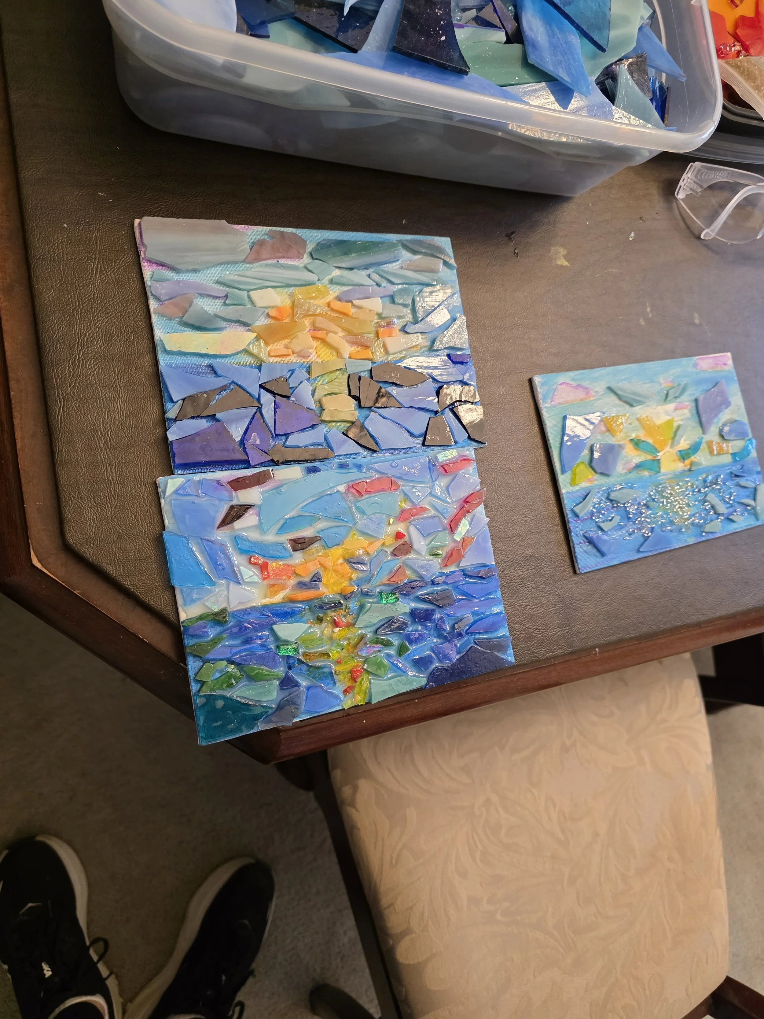 Three sunset over the ocean mosaics