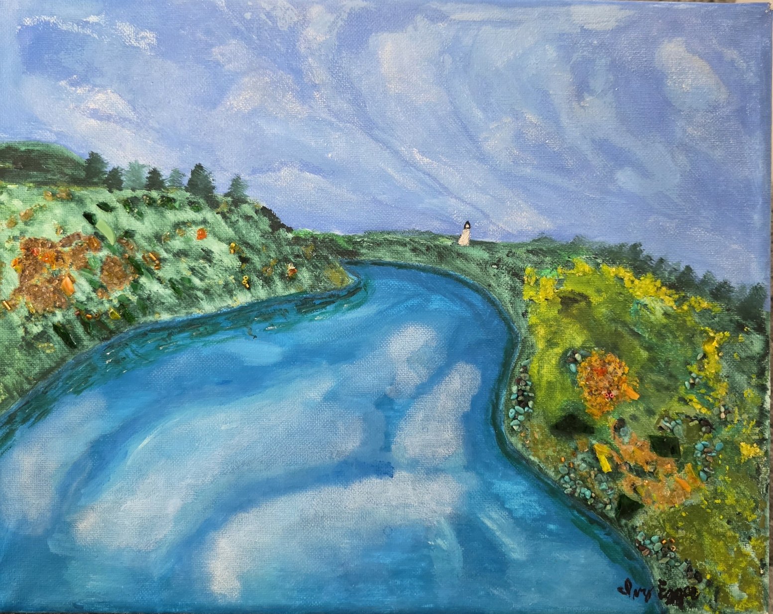 Back Bay Tides mixed media mosaic Wall Art