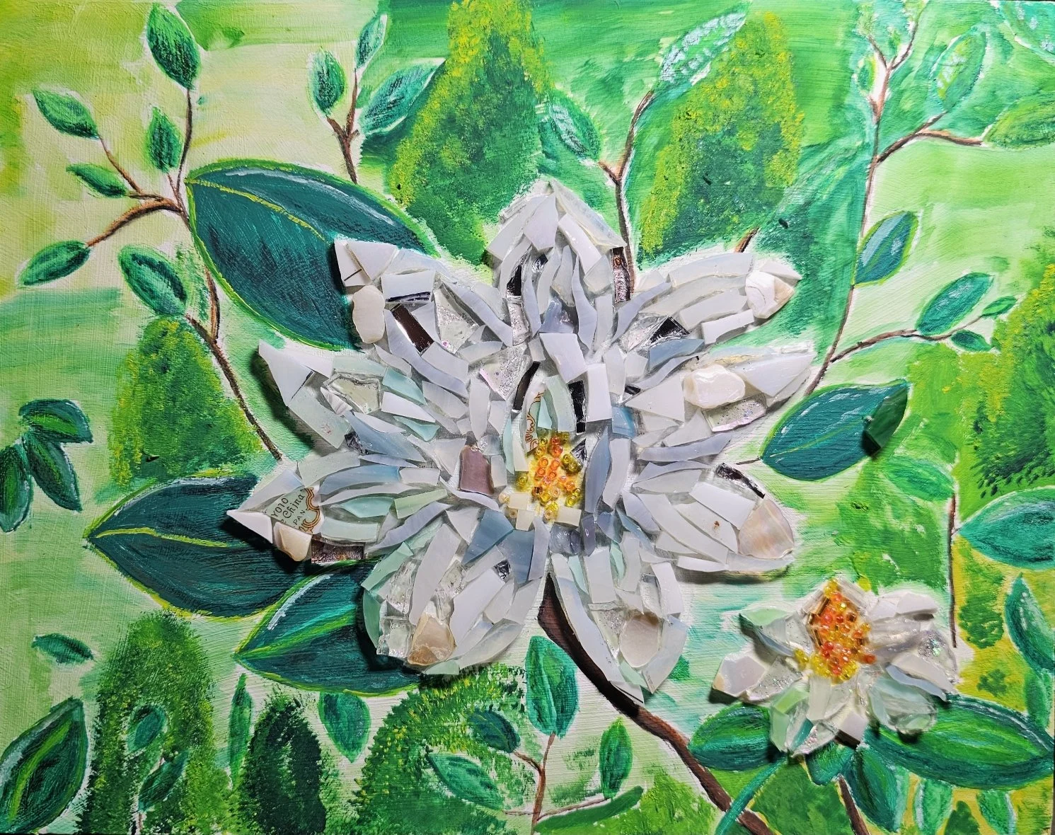 Mixed Media Mosaic-Spring Flower