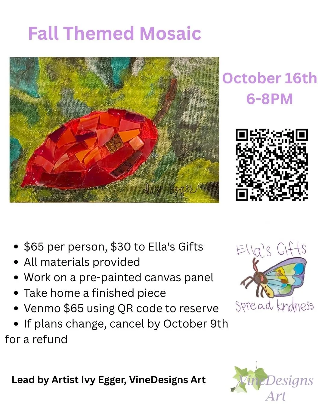 Fall themed Mosaic to benefit Ella's Gifts