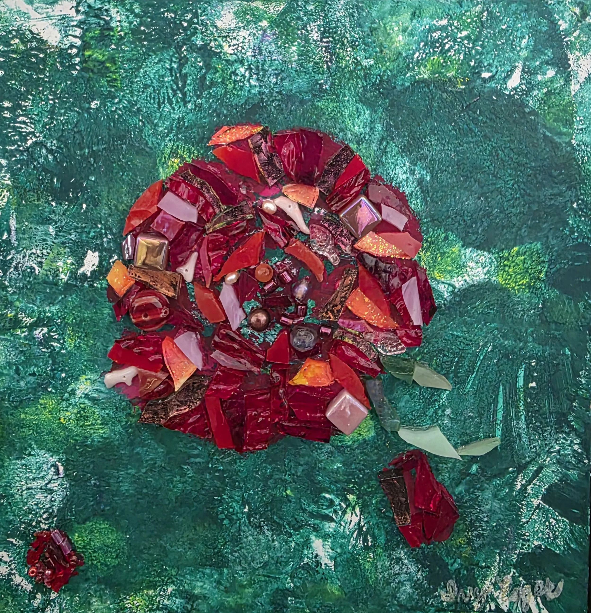 Cracklin' Rose Mixed Media Mosaic