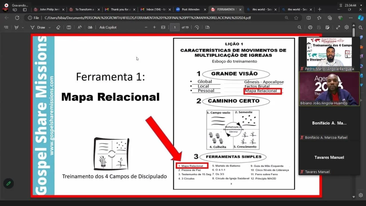 AFRICA PORTUGUESE SPEAKING WEEKLY SATURDAY 4 FIELDS DISCIPLESHIP AND CHURCH MULTIPLICATION ZOOM ONLINE TRAINING