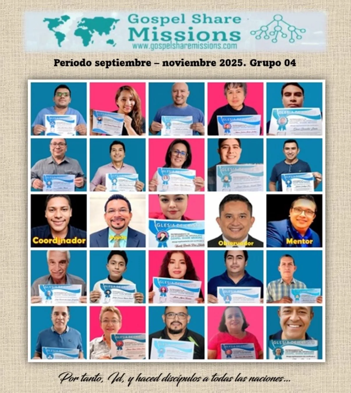 CONGRATULATIONS!!! TO ALL WHO COMPLETED THE ONLINE WORKSHOP ON EVANGELISM AND DISCIPLESHIP IN 4 CAMPES. SEPTEMBER - NOVEMBER 2025.