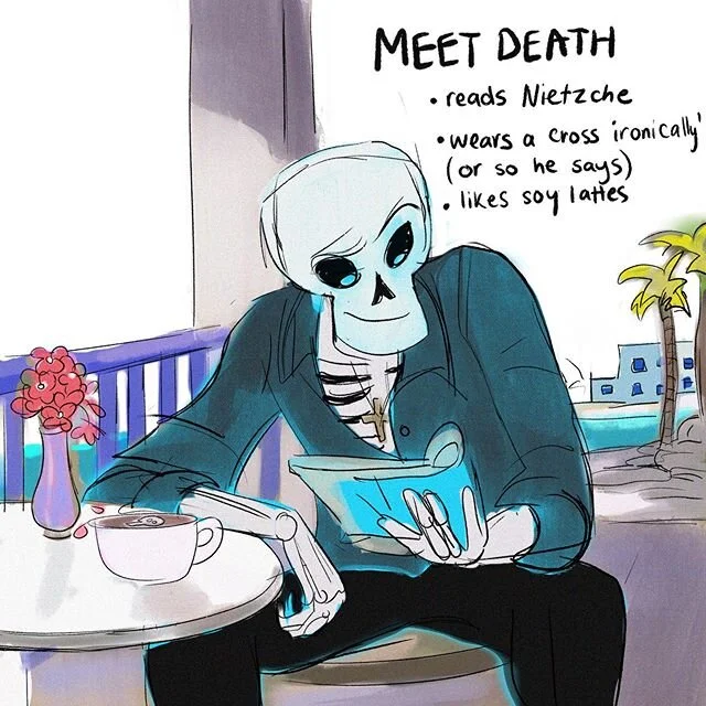 Mixing in thinly veiled existentialism with puns and romance and you get my ideal date 💀 .

#art#comics#puns#animation#artistsoninstagram #comicstrip  #comicart #webtoon #drawings#love#sketch