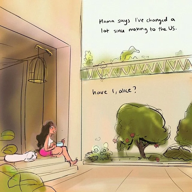 Being at home in the Middle East has me reflecting about who I&rsquo;ve become since moving to the US. 
Over the next couple of weeks I&rsquo;ll be rolling out comics around topics I&rsquo;ve been tiptoeing around, like romance, religion, blah blah. 