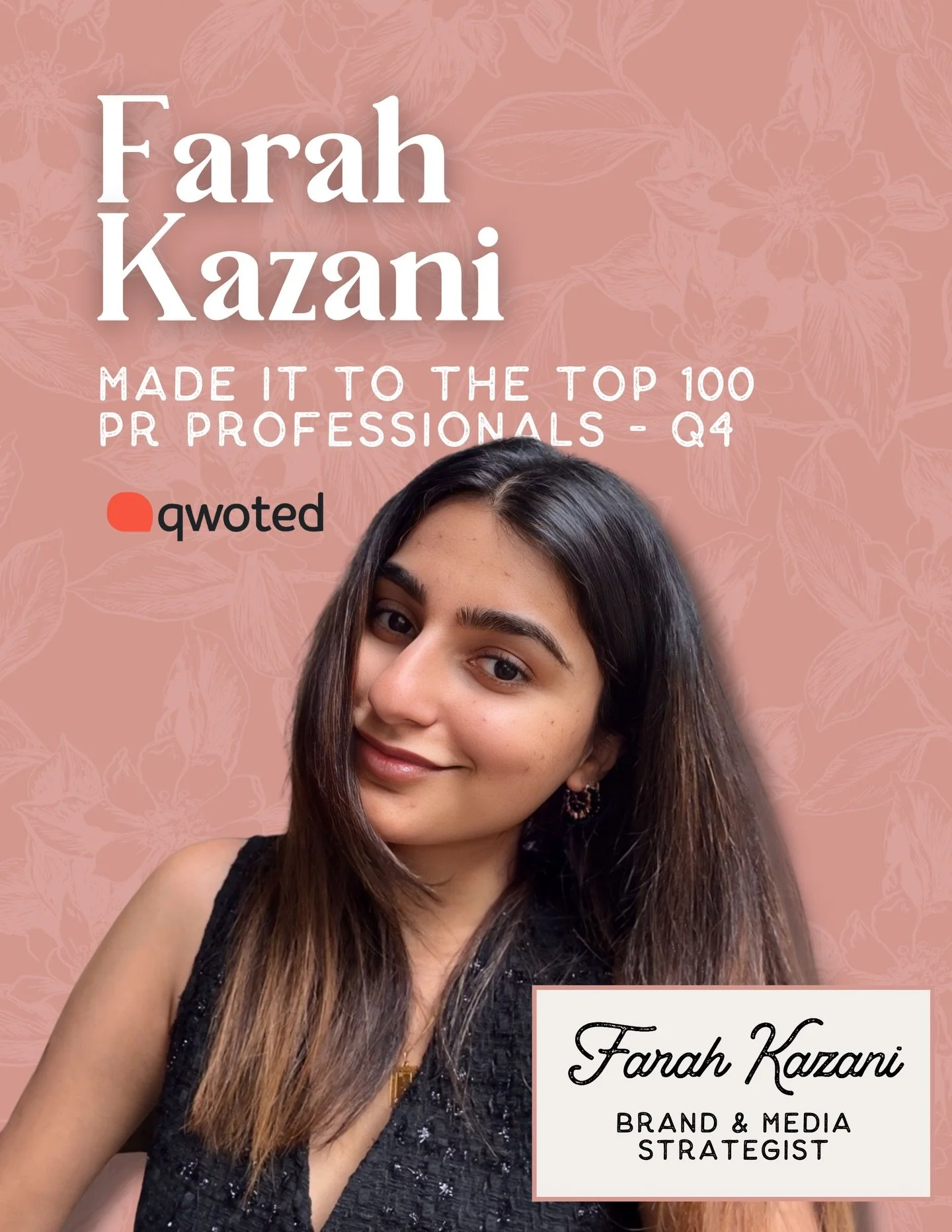 We&rsquo;re so excited to announce that our very own @farahkazani, Brand &amp; Media Strategist at Rosarium, has been named one of Qwoted&rsquo;s Top 100 PR Professionals for the SECOND time 🎉

Her strategic brilliance, media savvy, and commitment t