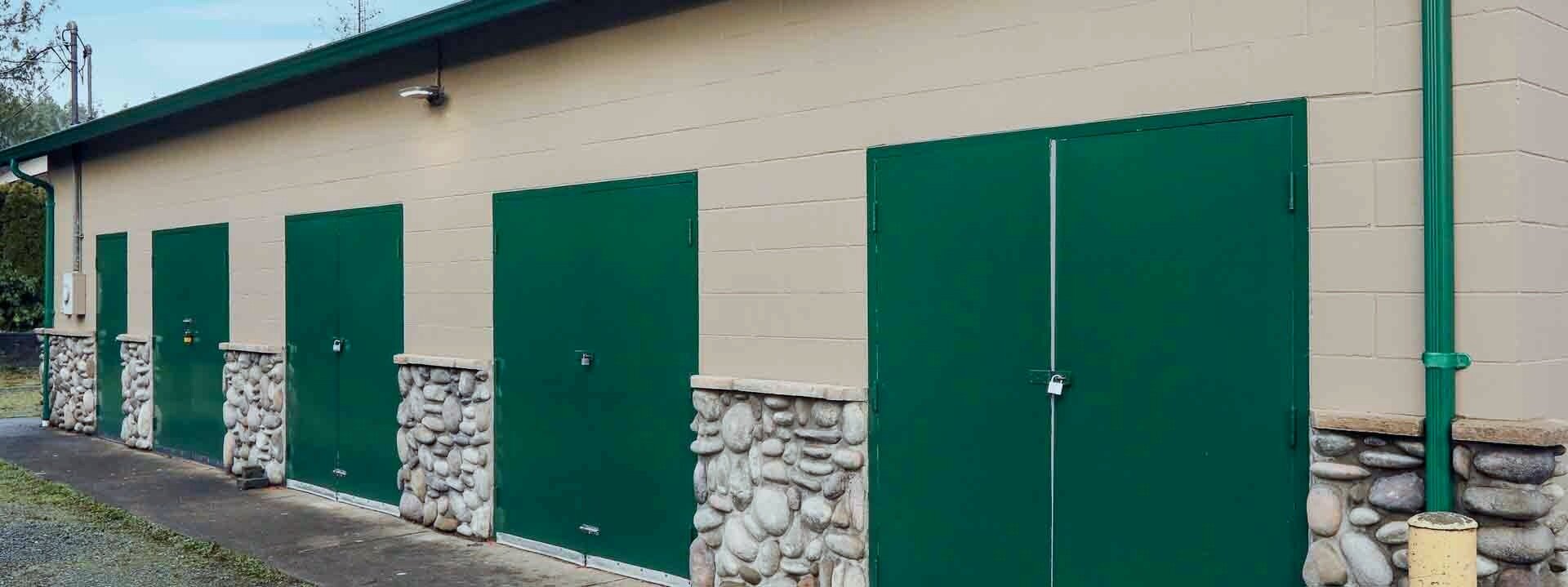 Small storage units with doors that open out.