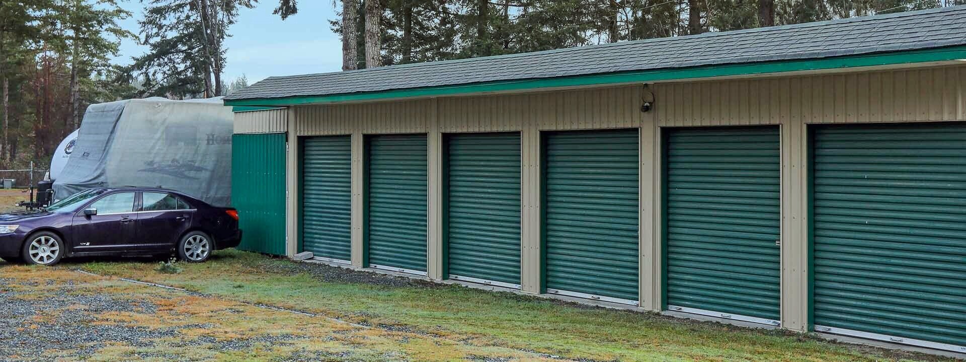 View of medium sized units with garage doors.