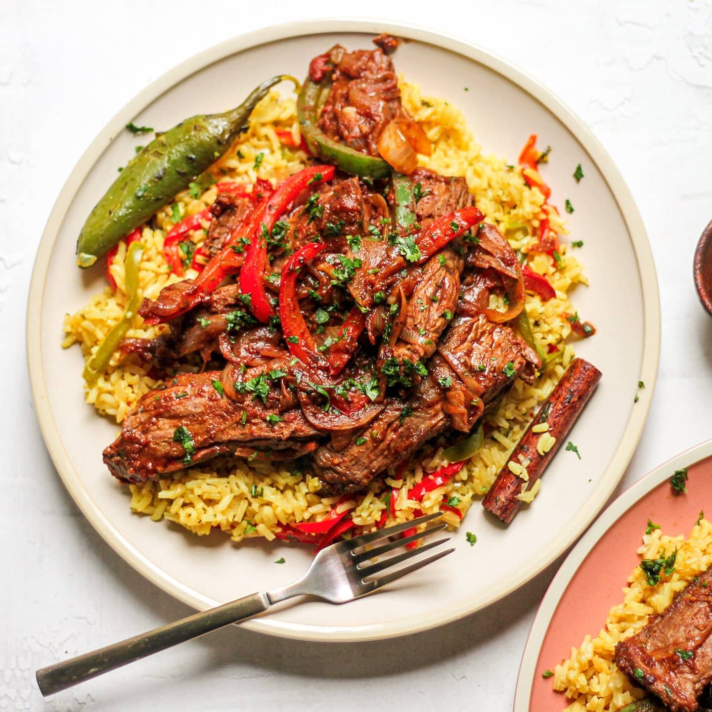 African Steak Saut&eacute; (#Paleo, #GlutenFree, #Keto Option). This Berbere &amp; Adobo Steak Saut&eacute; and Somalian Rice is a fusion fajita bowl that comes together quickly and smells so good. The rice is lightly spiced but highly fragrant, whil