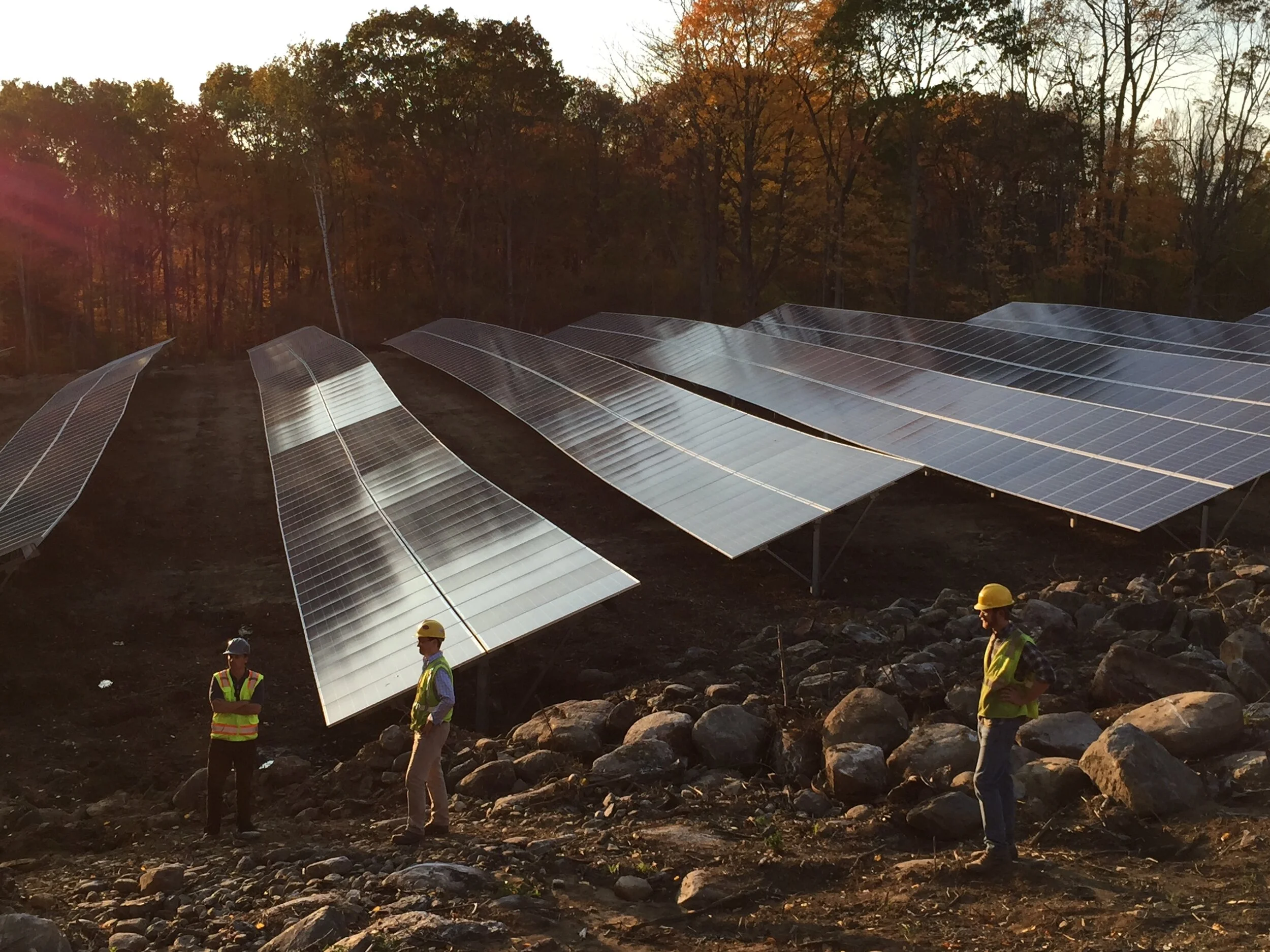 Solar racking conforms to the existing topography, minimal grading required.