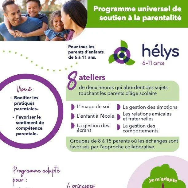 🌟 Inscriptions ouvertes : Programme H&eacute;lys! 🌟

Parents de jeunes du primaire, venez d&eacute;couvrir une formation gratuite pour :

👧👦 g&eacute;rer les chicanes entre fr&egrave;res et s&oelig;urs 

🎮 mieux vivre les discussions autour des 