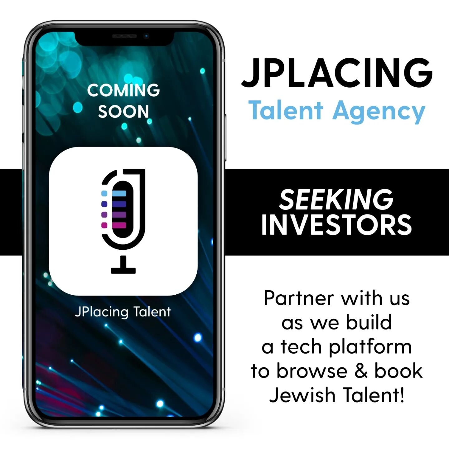 Do you want to be part of the next big thing? Get in touch about investment opportunities as we build out a tech platform to brower and book Jewish Talent. Call or message Shlomie at 347 634 9114