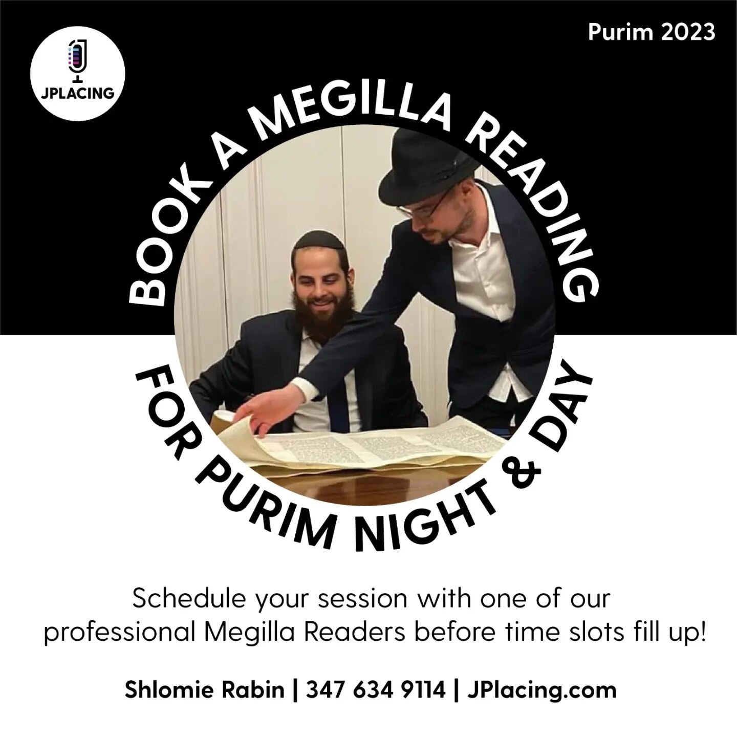 Purim is here and in addition to music, singers and entertainment we now offer a Megilla Reader Matching Service! 

Get in touch to book your megilla reading before the slot gets taken!