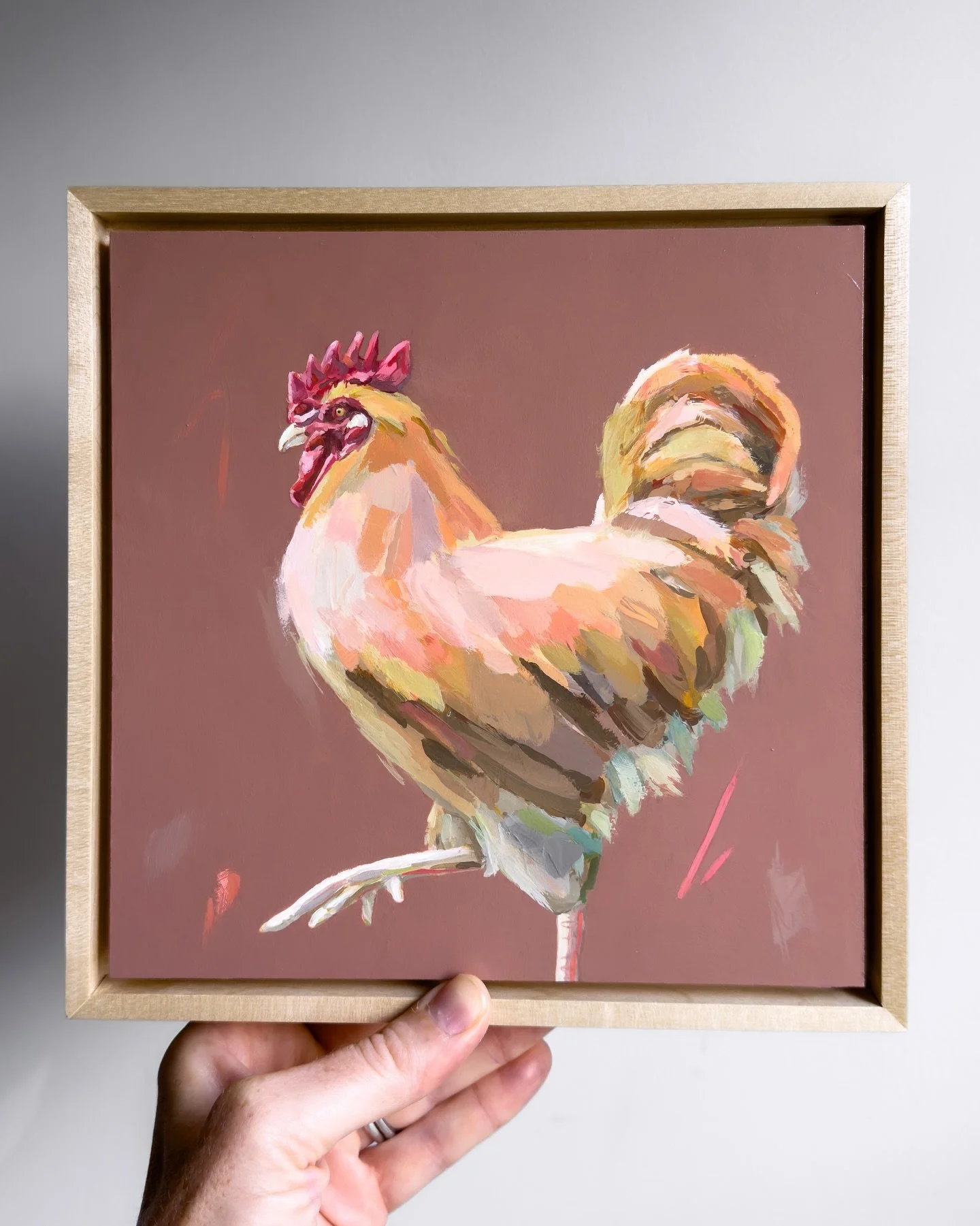 One of my favorite parts of connecting with people at art festivals is hearing the stories behind your favorite animals.
⠀⠀⠀⠀⠀⠀⠀⠀⠀
This rooster painting started live at the Old Saybrook Arts and Crafts Festival and quickly became a conversation piece