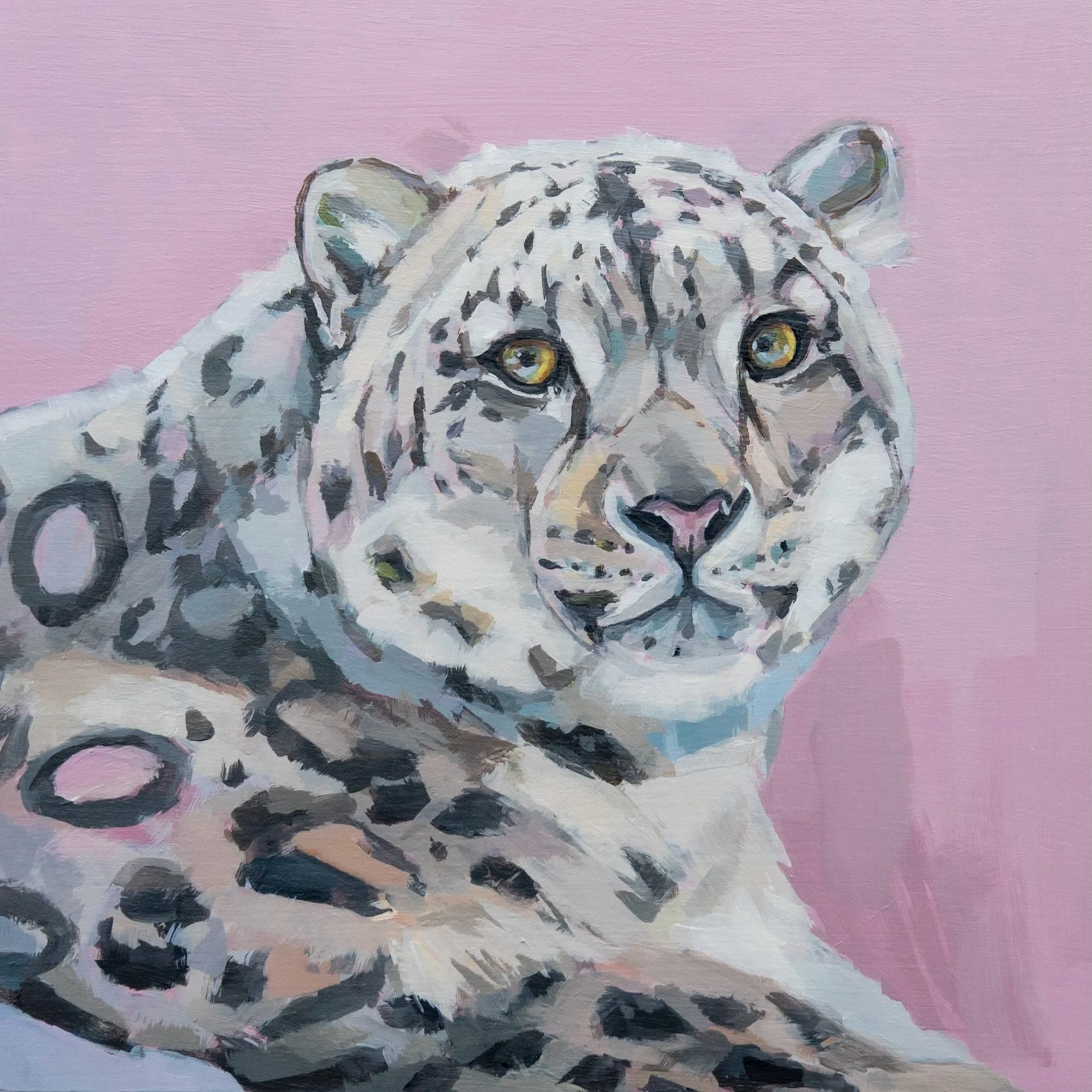 This piece gives me that happy feeling of coming to life exactly as I imagined her + I love how contemplative she looks. 

8x8&rdquo; | acrylic on cradled wood panel

#fineartwork #bigcatart #snowleopardart