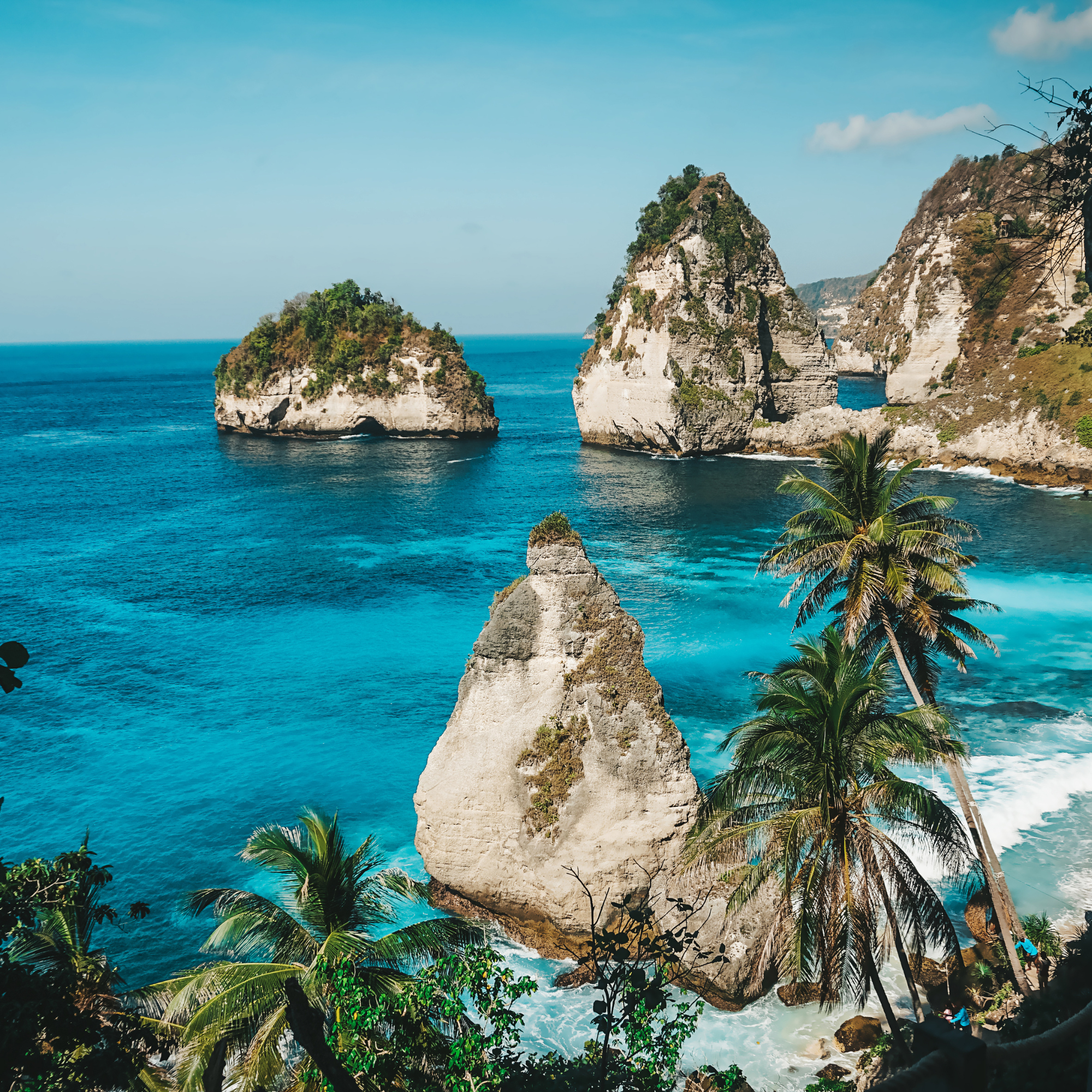 A rocky coastline with very clear water