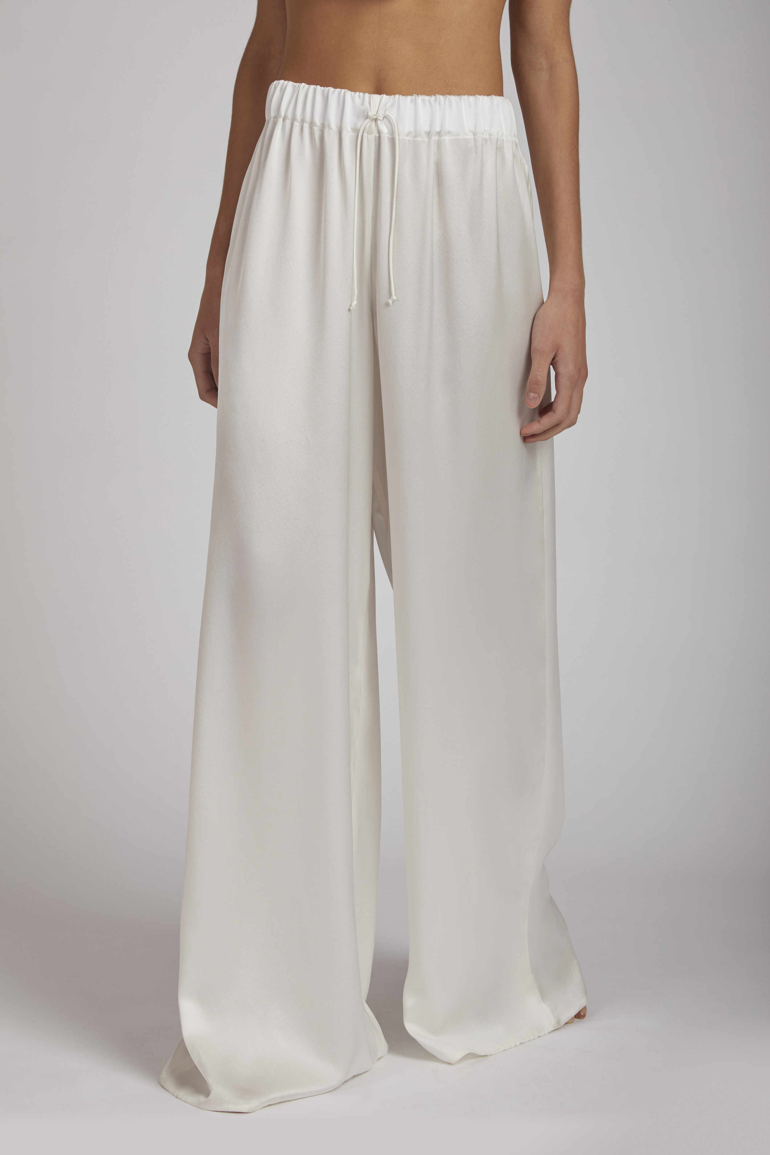 PANTALONE LUNGO RASO BIANCO - NOTTE BIANCA — Antonio Riva Milano