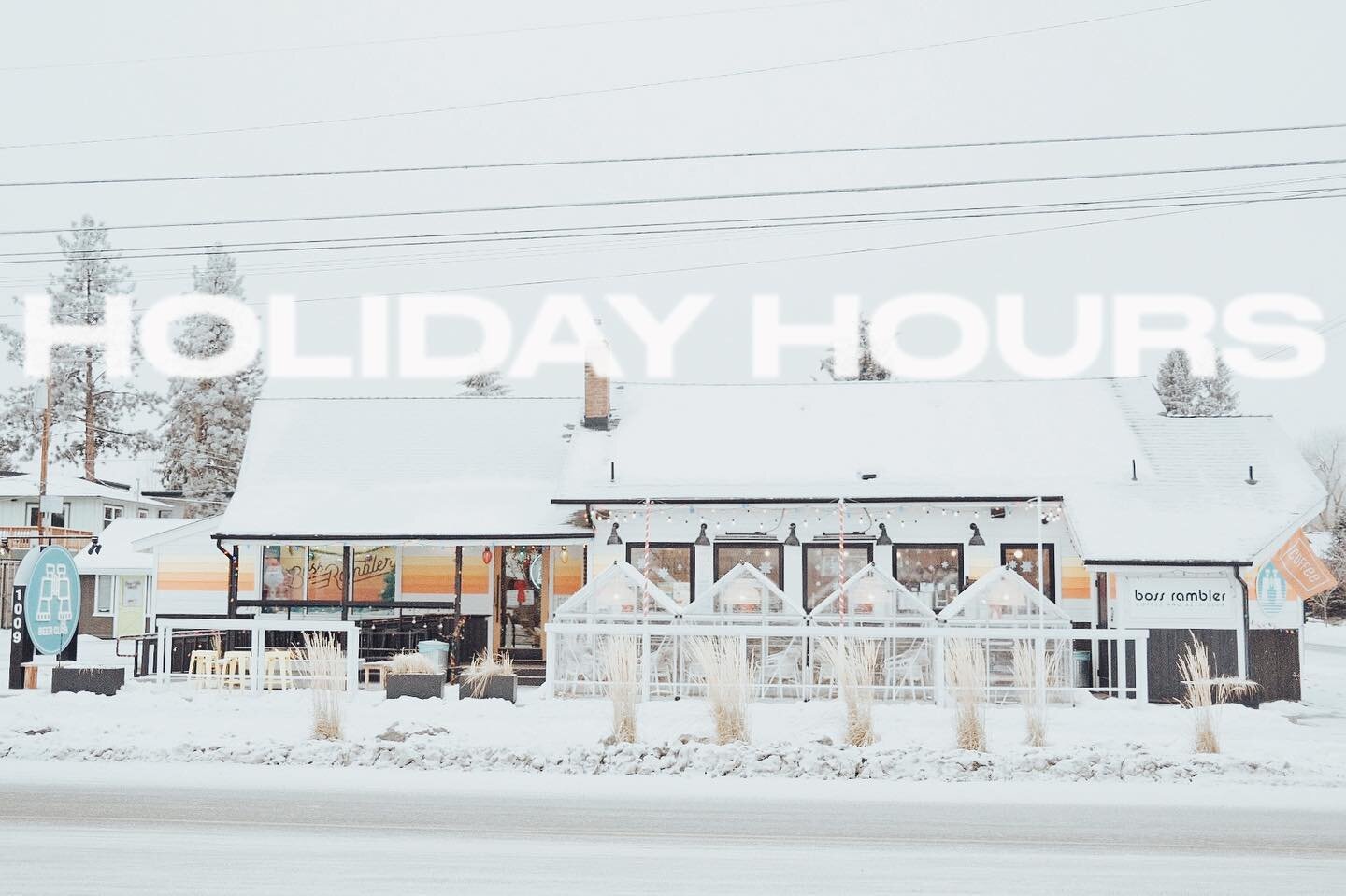 ❕HOLIDAY HOURS❕

Let it snow, let it snow, let it snow (please!!). It&rsquo;s not looking a lot like XMAS 🎅🏻 around here, but we can&rsquo;t wait to hang with you over the holidays! Once again, we&rsquo;re *OPEN XMAS DAY* this year with a whole bun