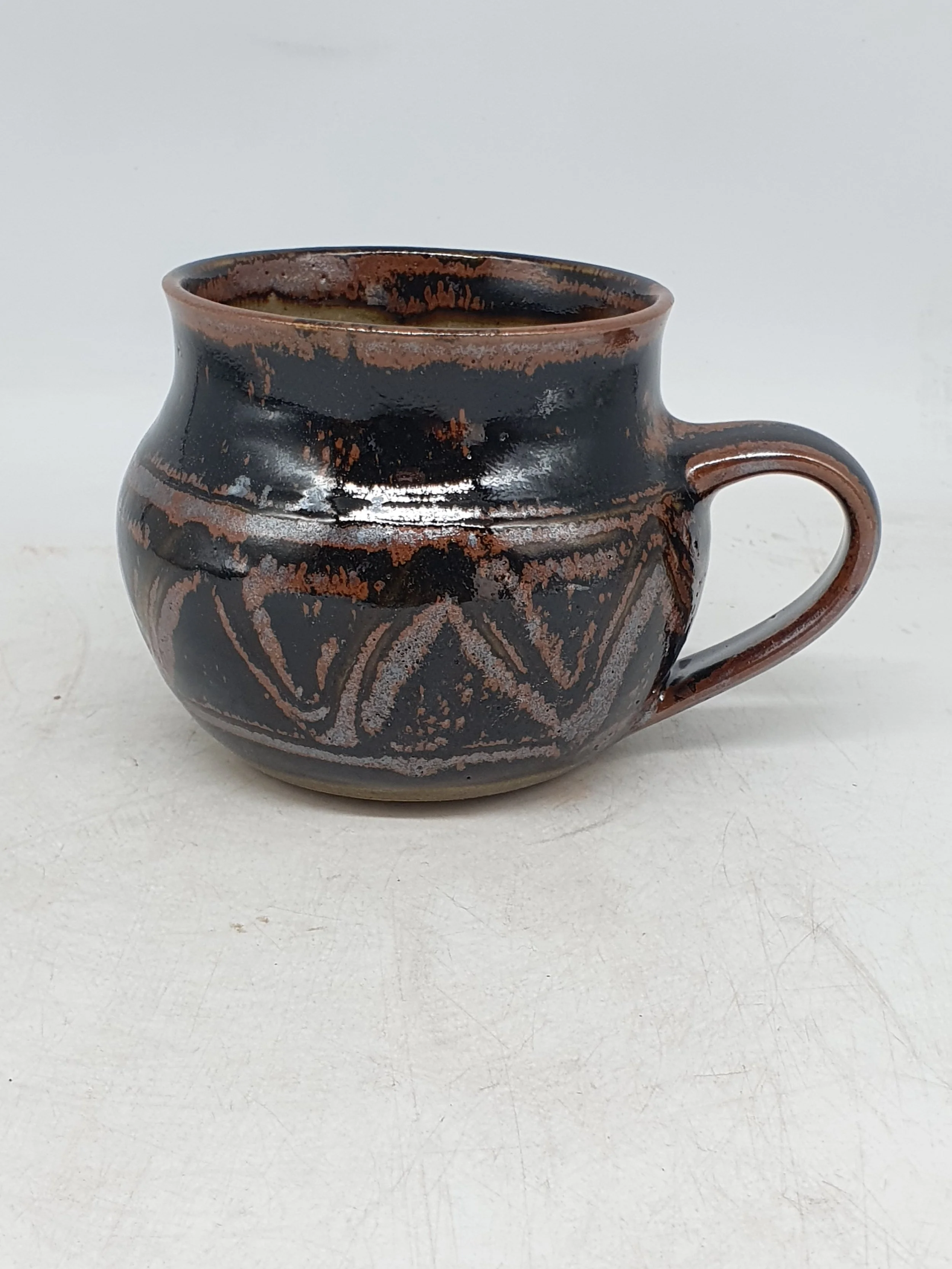 Large Coffee Mug Iron Decorated — Pottery