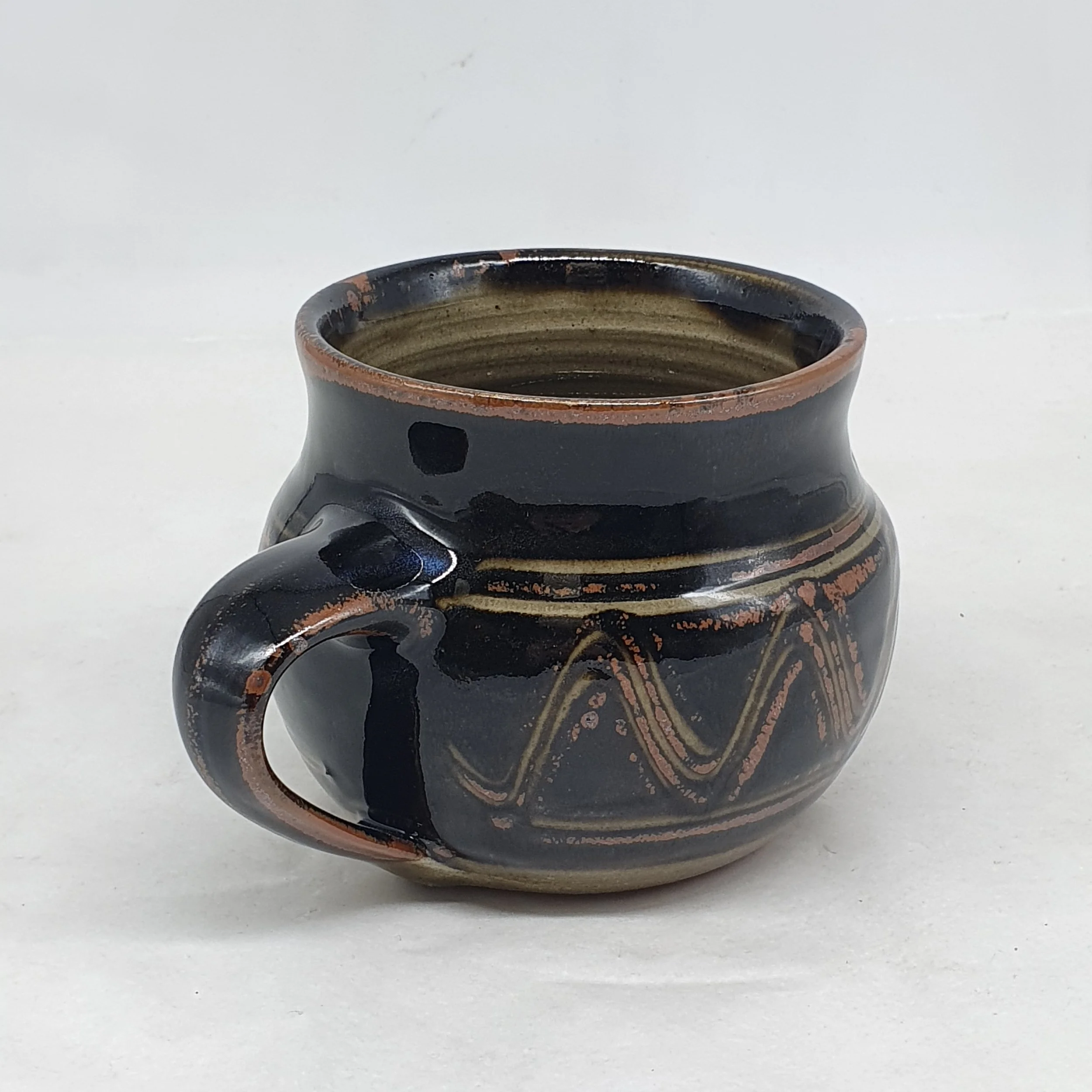 Large Coffee Mug Iron Decorated. — Pottery