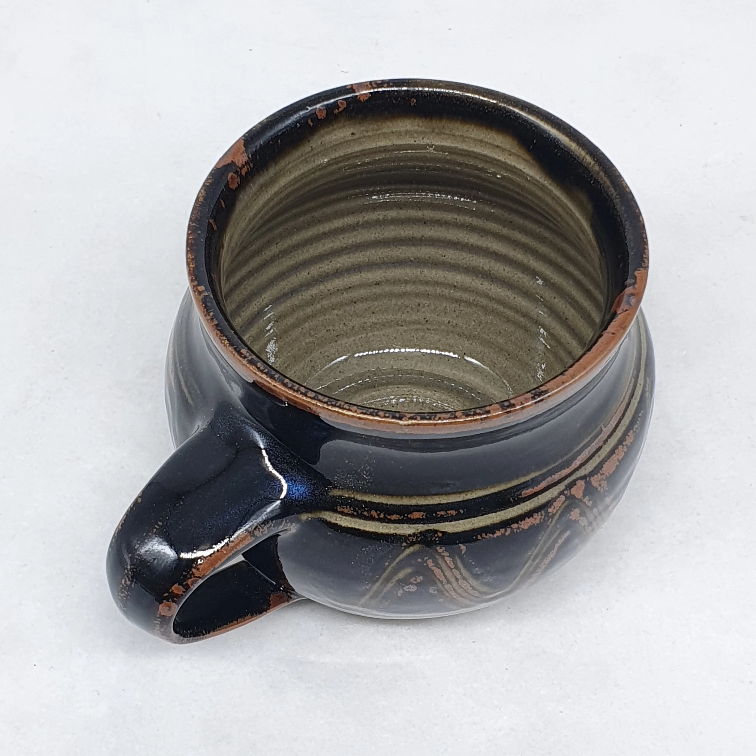 Large Coffee Mug Iron Decorated. — Pottery