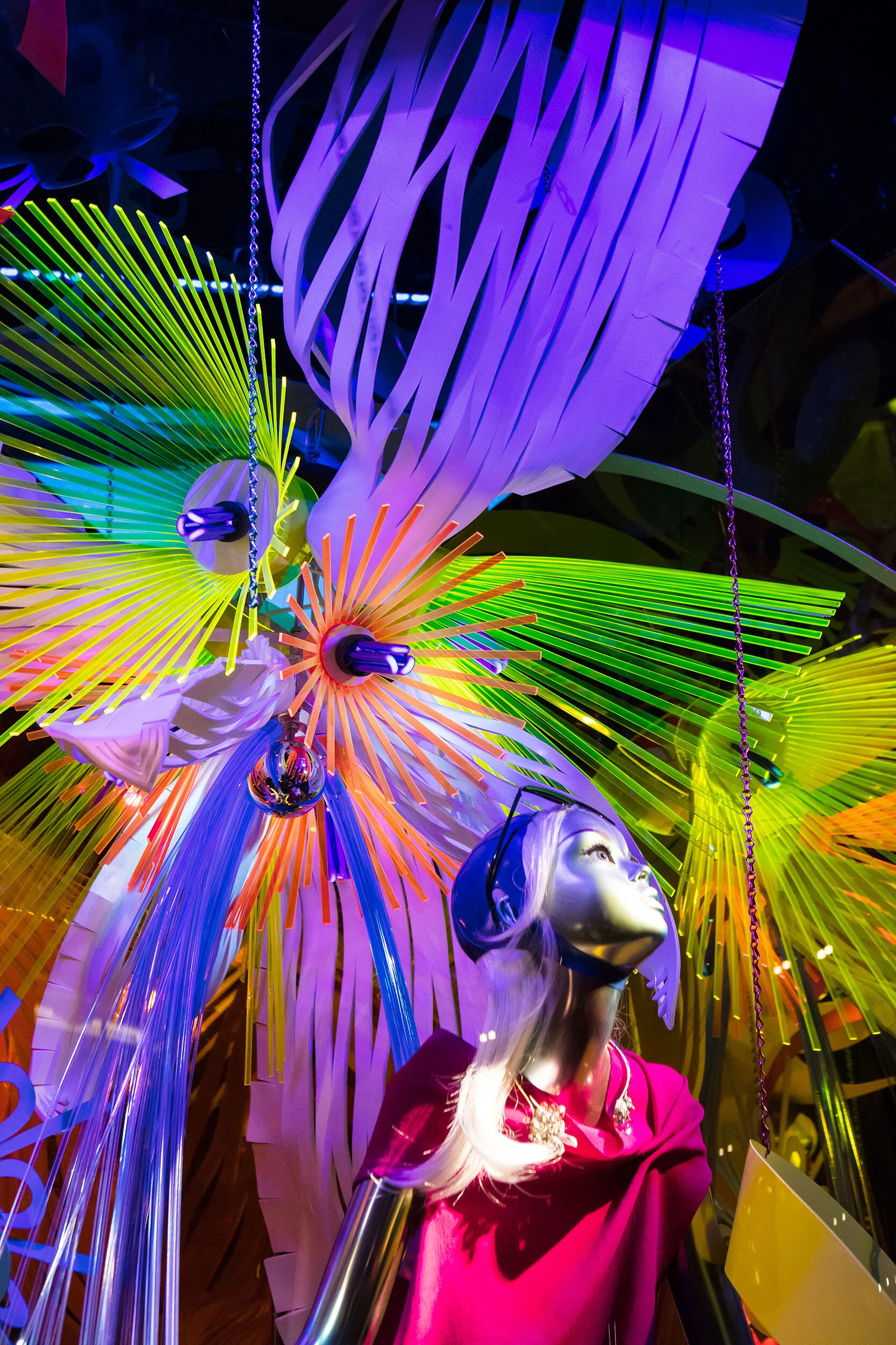 contemporary window storefront display art installations sculptures pop colorful Harvey Nichols London