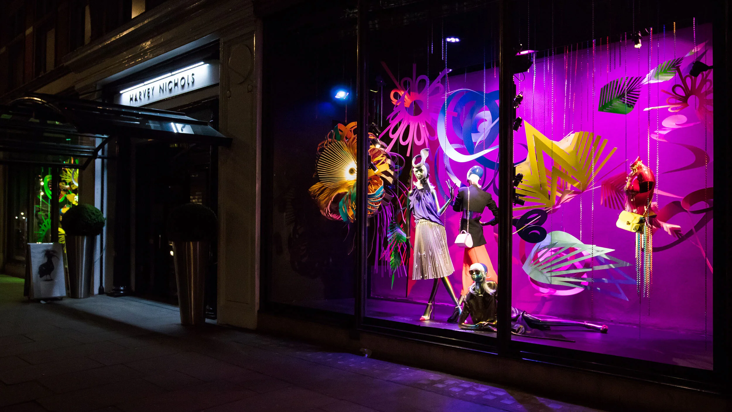 contemporary window storefront display art installations sculptures pop colorful Harvey Nichols London