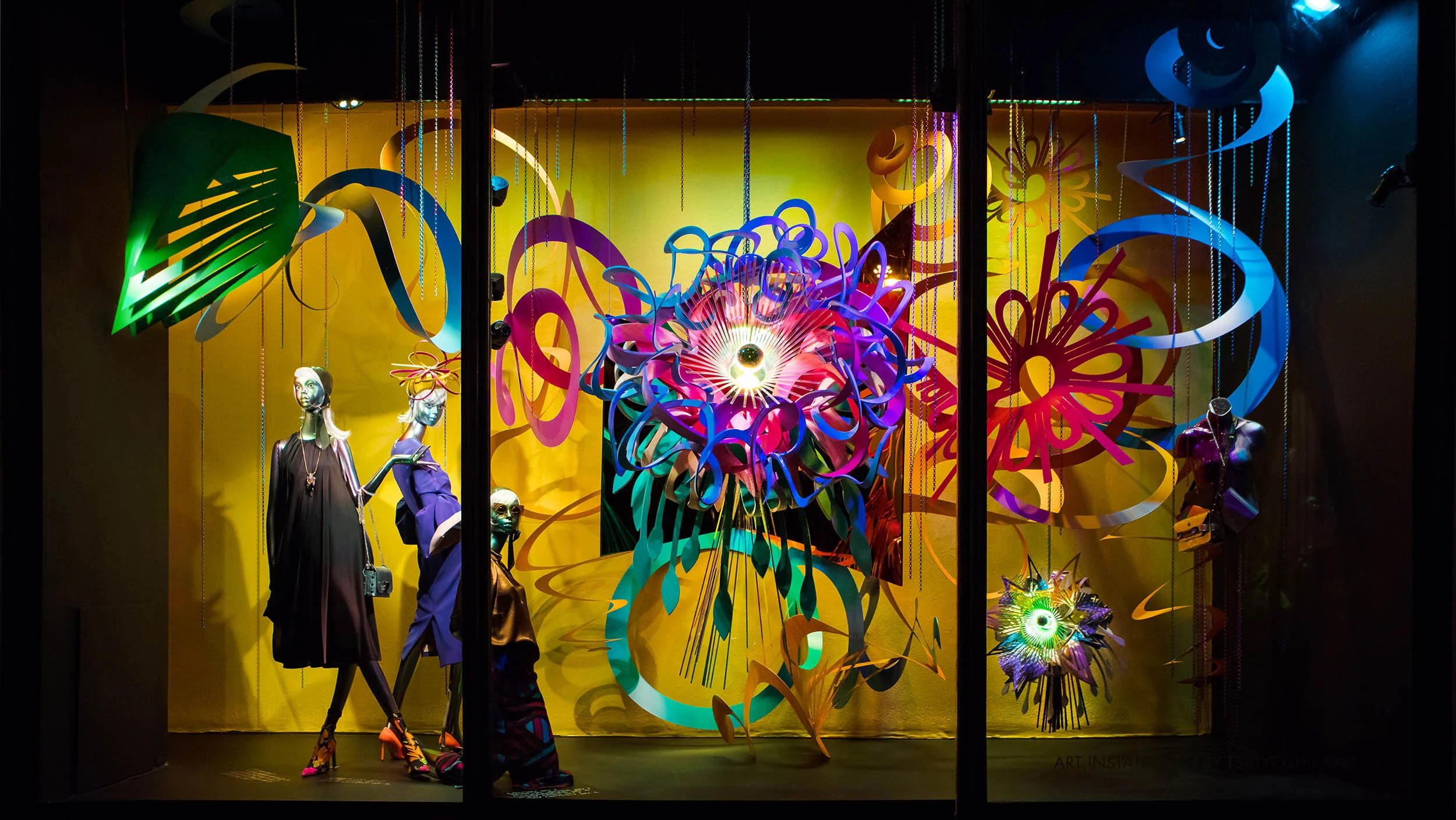 contemporary window storefront display art installations sculptures pop colorful Harvey Nichols London