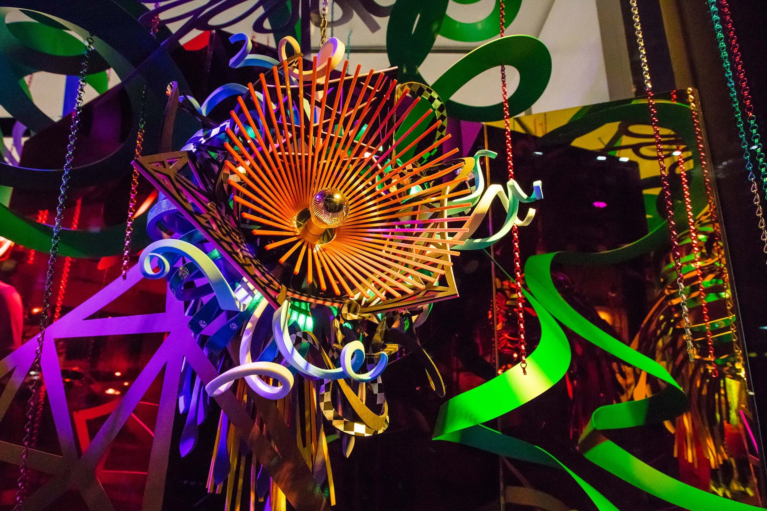 contemporary window storefront display art installations sculptures pop colorful Harvey Nichols London