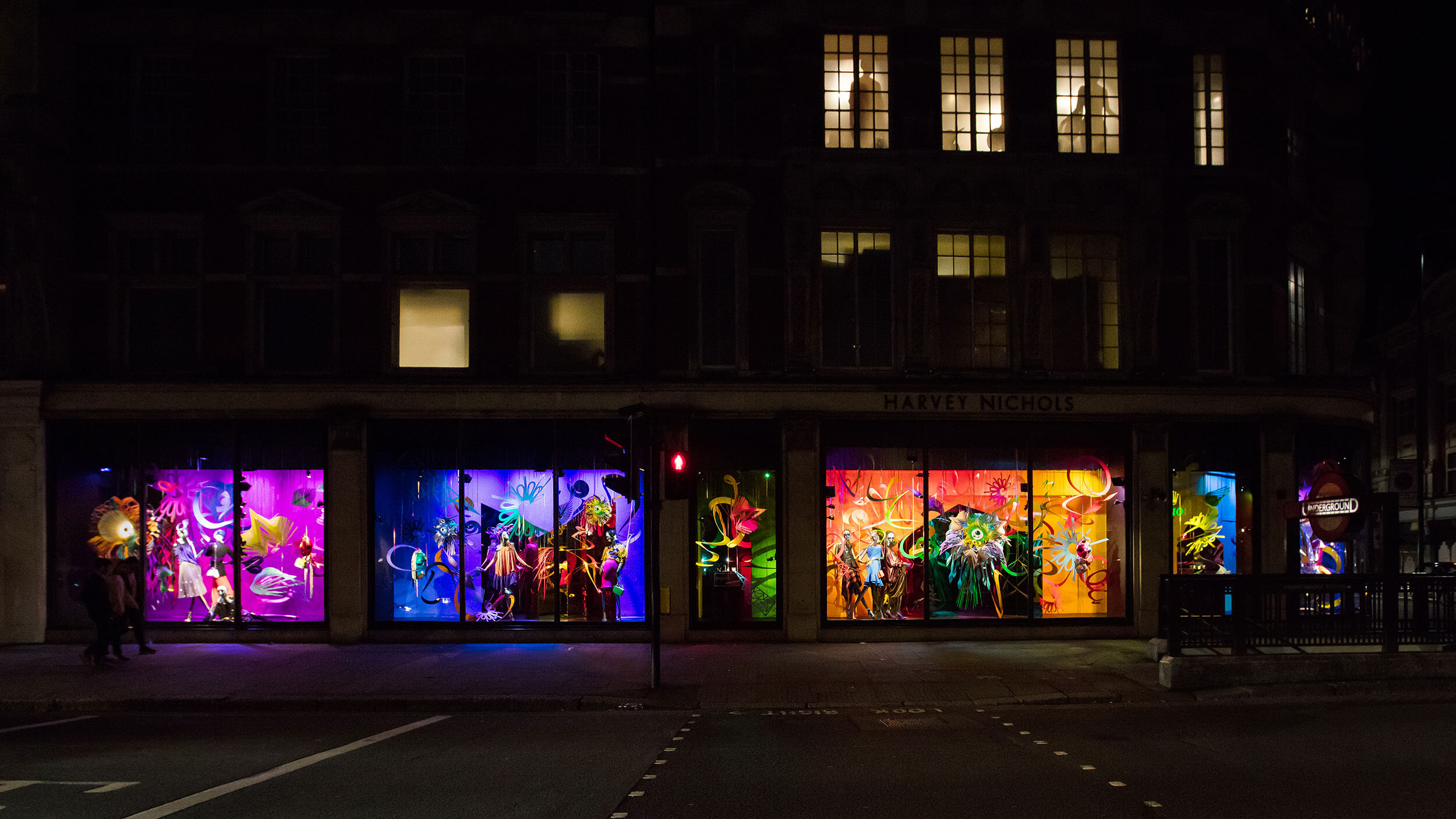 contemporary window storefront display art installations sculptures pop colorful Harvey Nichols London