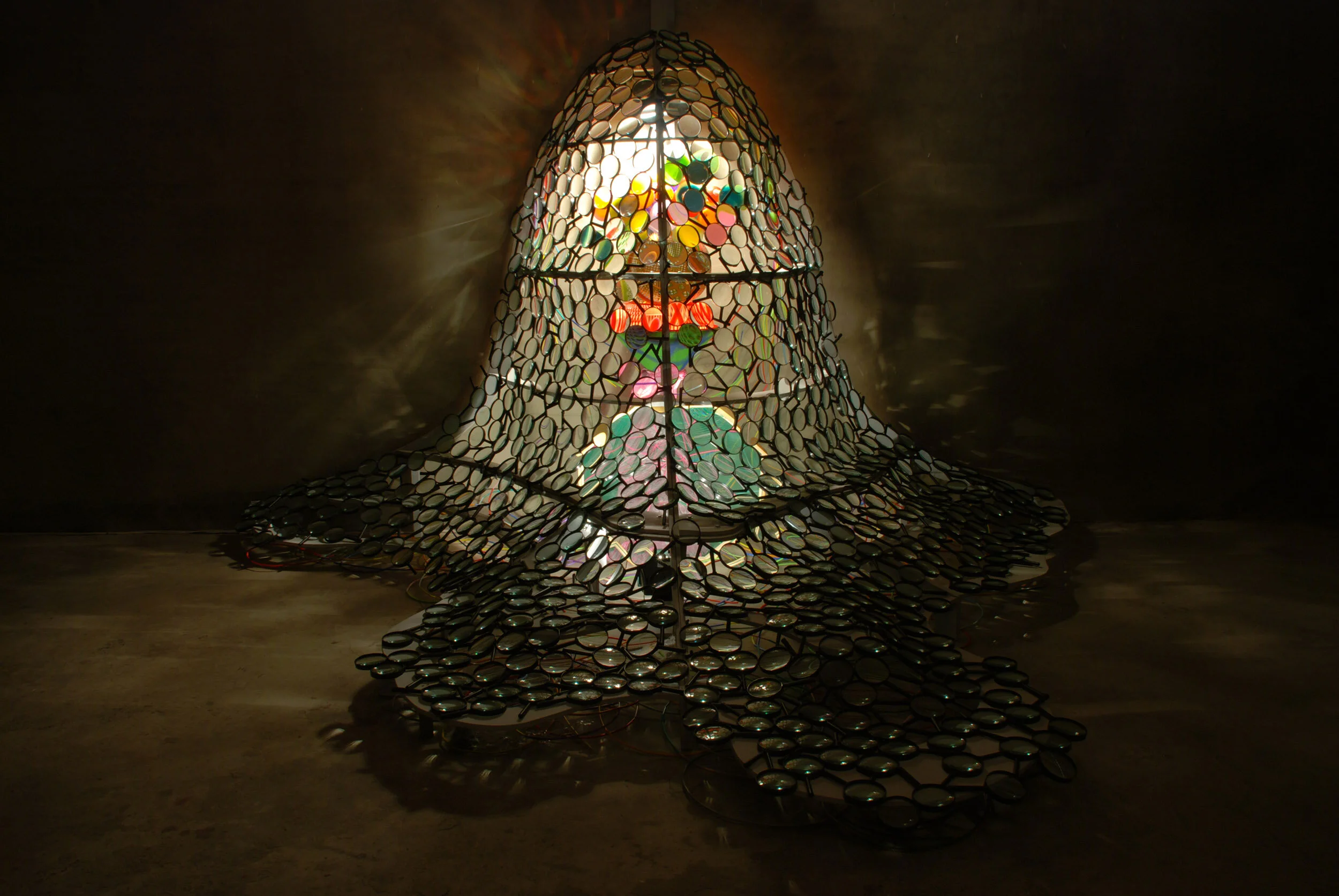 light sculpture abstract art installation dynamic organic wall mixed media transformation commission