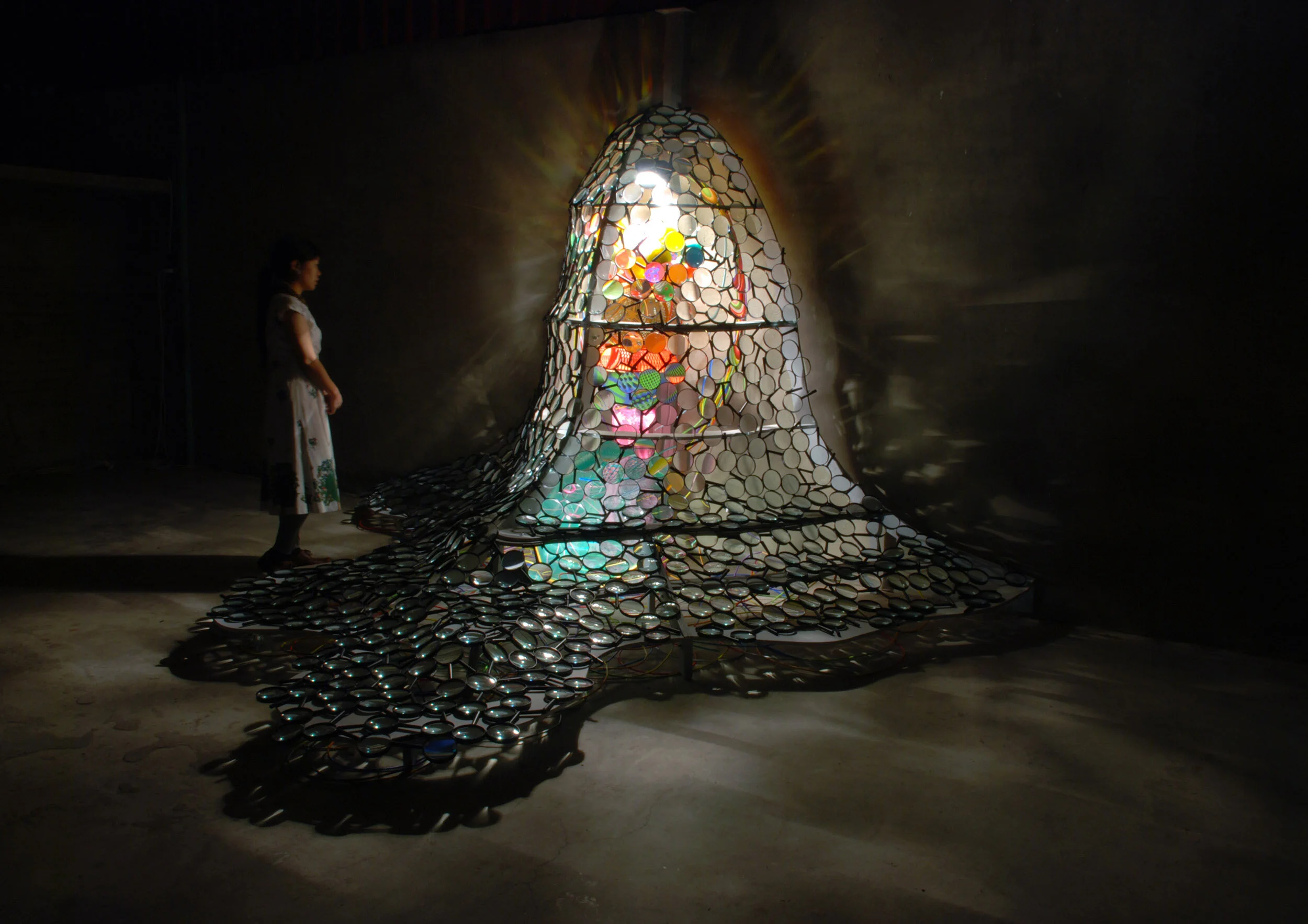 light sculpture abstract art installation dynamic organic wall mixed media transformation commission