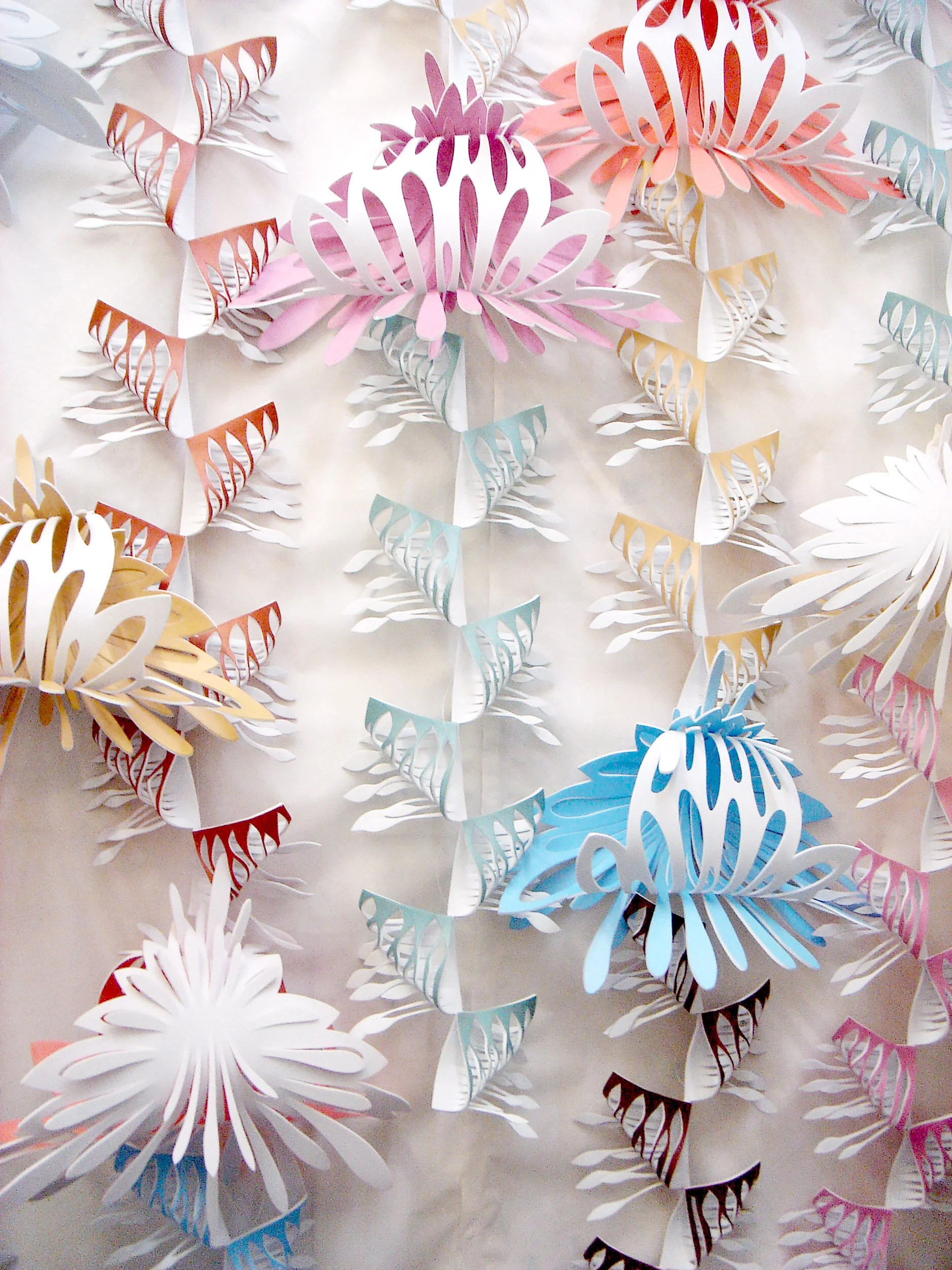 Kew Garden public art commission hanging cutout sculptures Orangery restaurant interior cafe