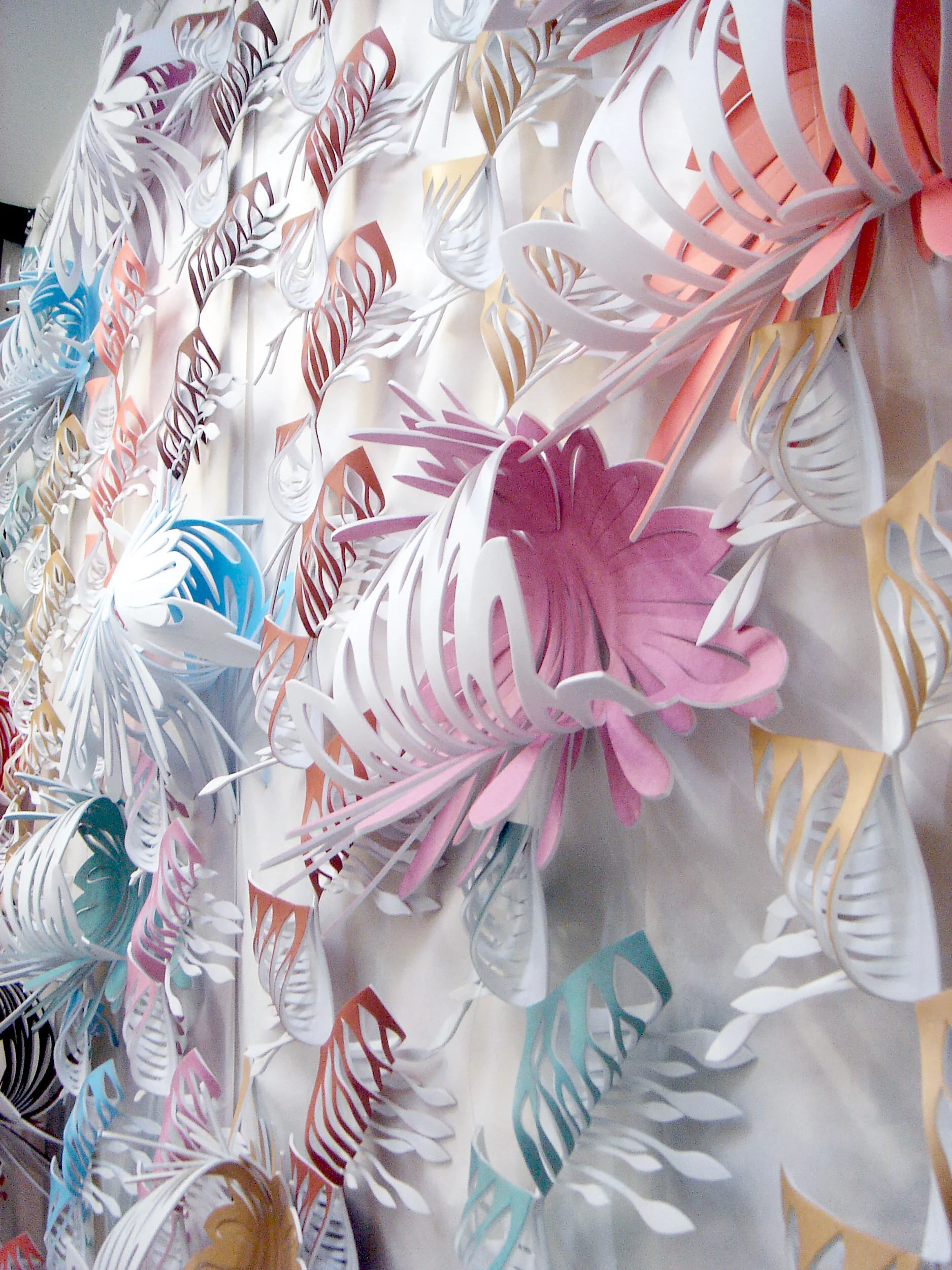 Kew Garden public art commission hanging cutout sculptures Orangery restaurant interior cafe