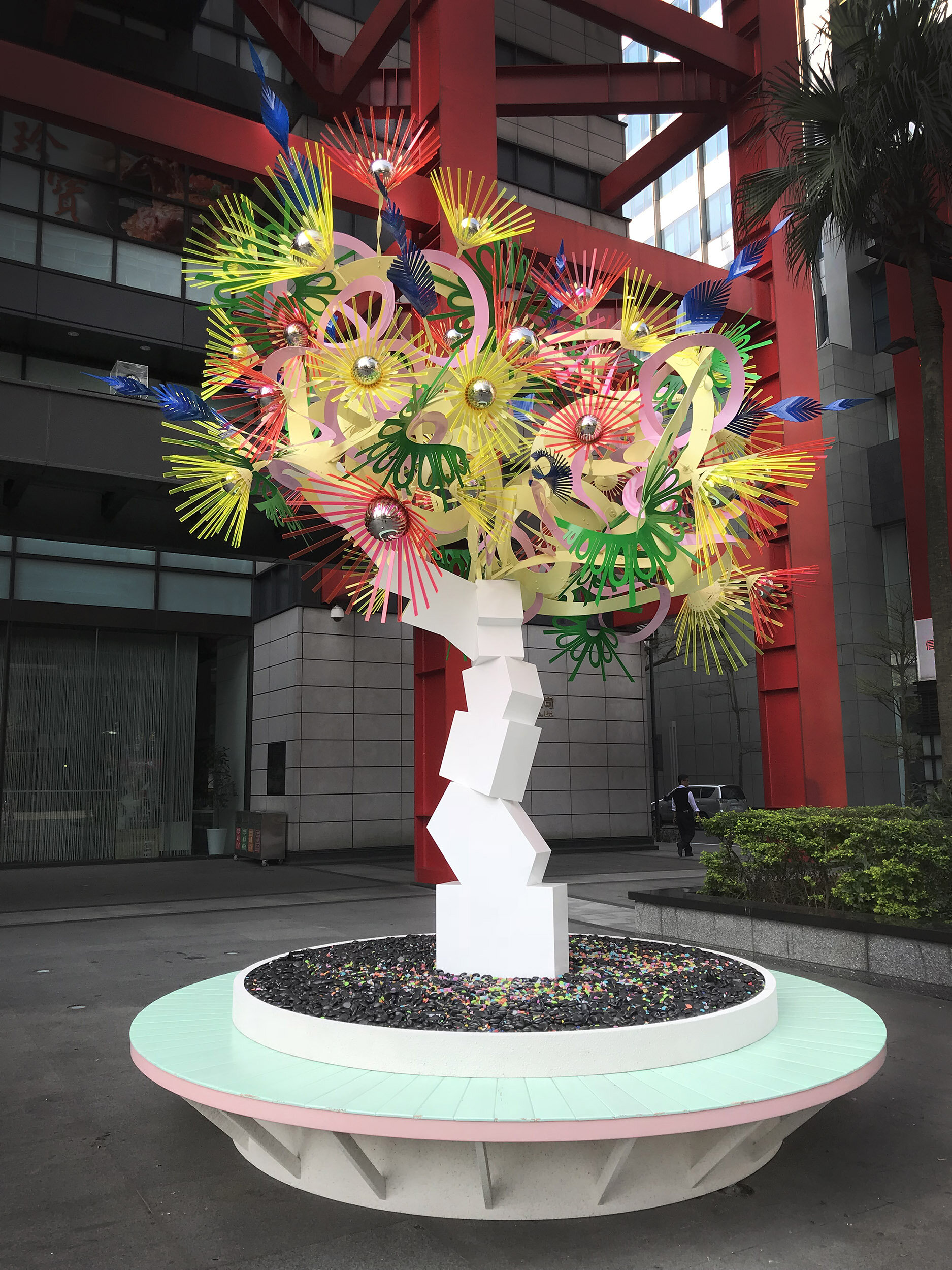 fluorescent bright urban light art tree installation sculpture park garden nuit blanche